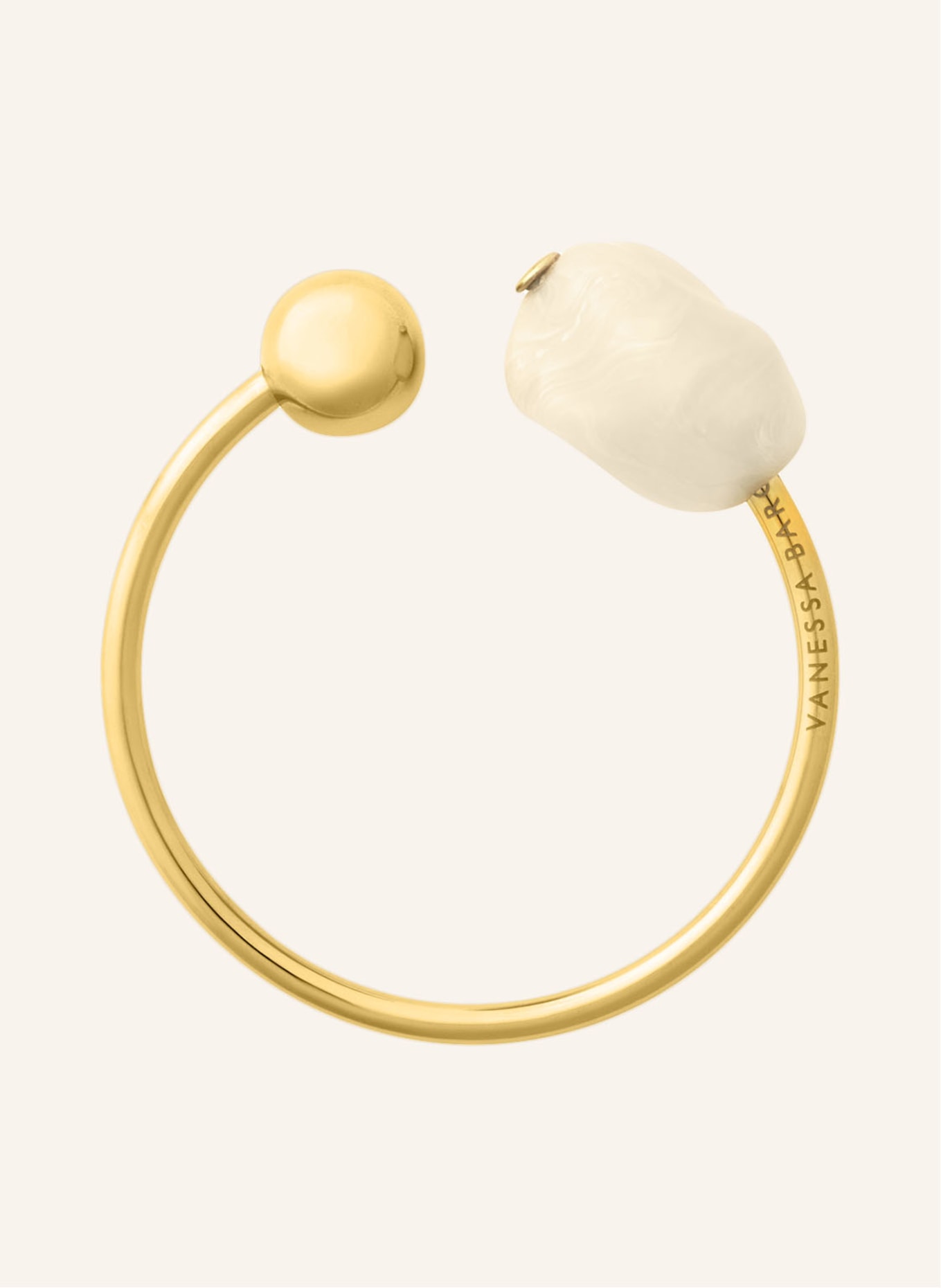 VANESSA BARONI PEARL BANGLE: GOLD / CREAM