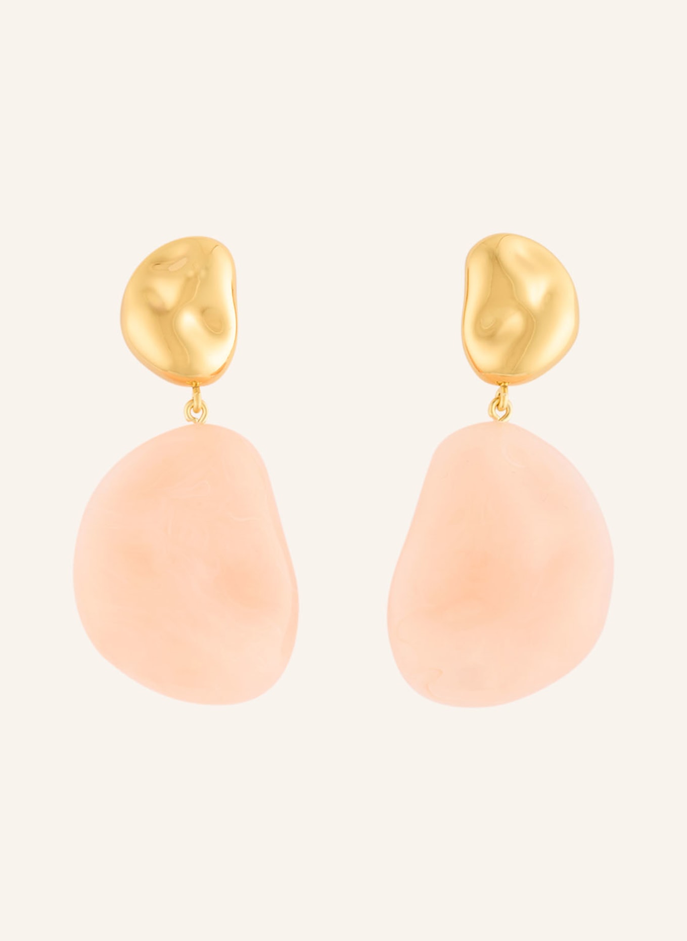 VANESSA BARONI Oorbellen DOUBLE NUGGET: ZALM / GOUD