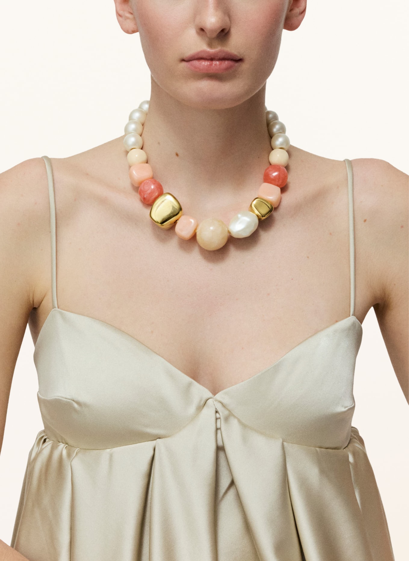 VANESSA BARONI Náhrdelník PORTOFINO: KRÉMOVÁ / ZLATÁ / RŮŽOVÁ