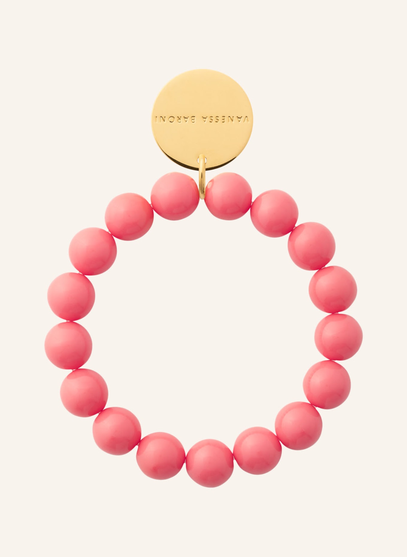 VANESSA BARONI Náramek MINI BEADS FLEX: SVĚTLE ČERVENÁ / ZLATÁ