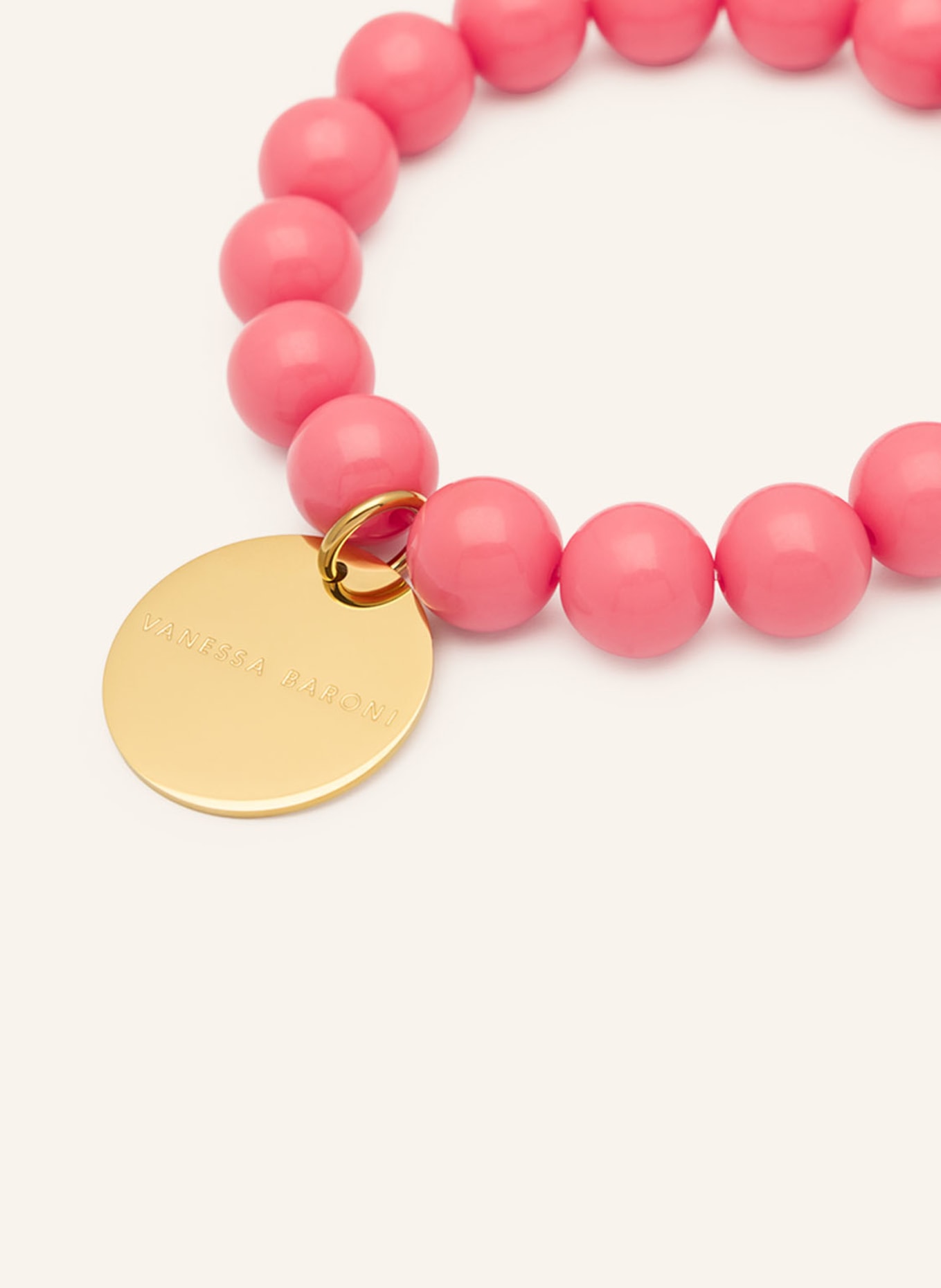 VANESSA BARONI Náramek MINI BEADS FLEX: SVĚTLE ČERVENÁ / ZLATÁ