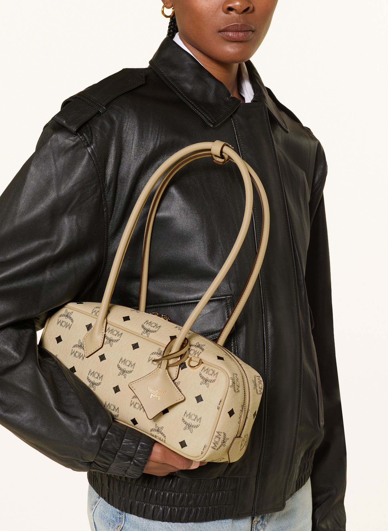 MCM Schoudertas AREN SMALL: BEIGE / ZILVER / ZWART