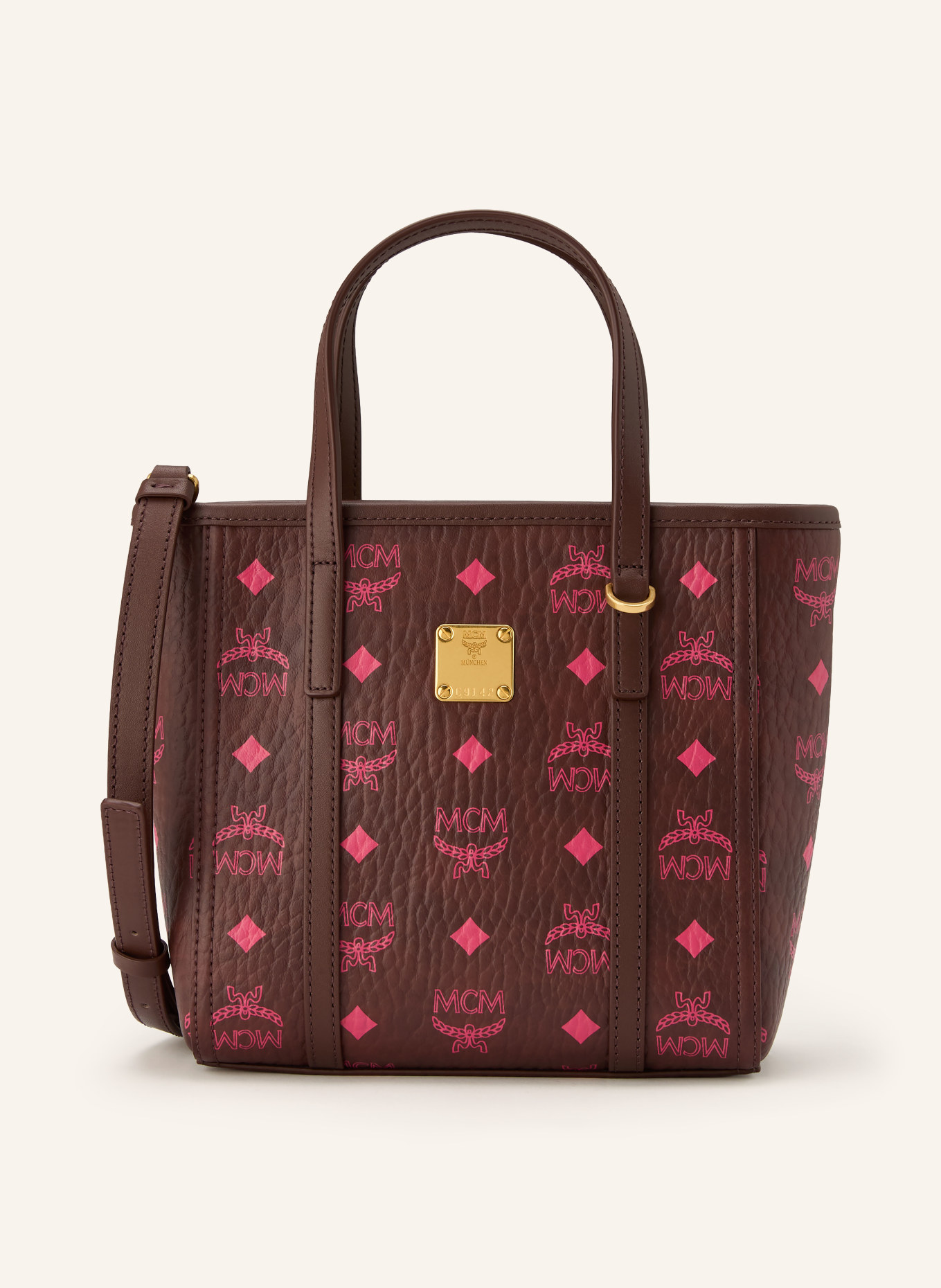 MCM Handtasche TONI SMALL: DUNKELBRAUN / GOLD / PINK