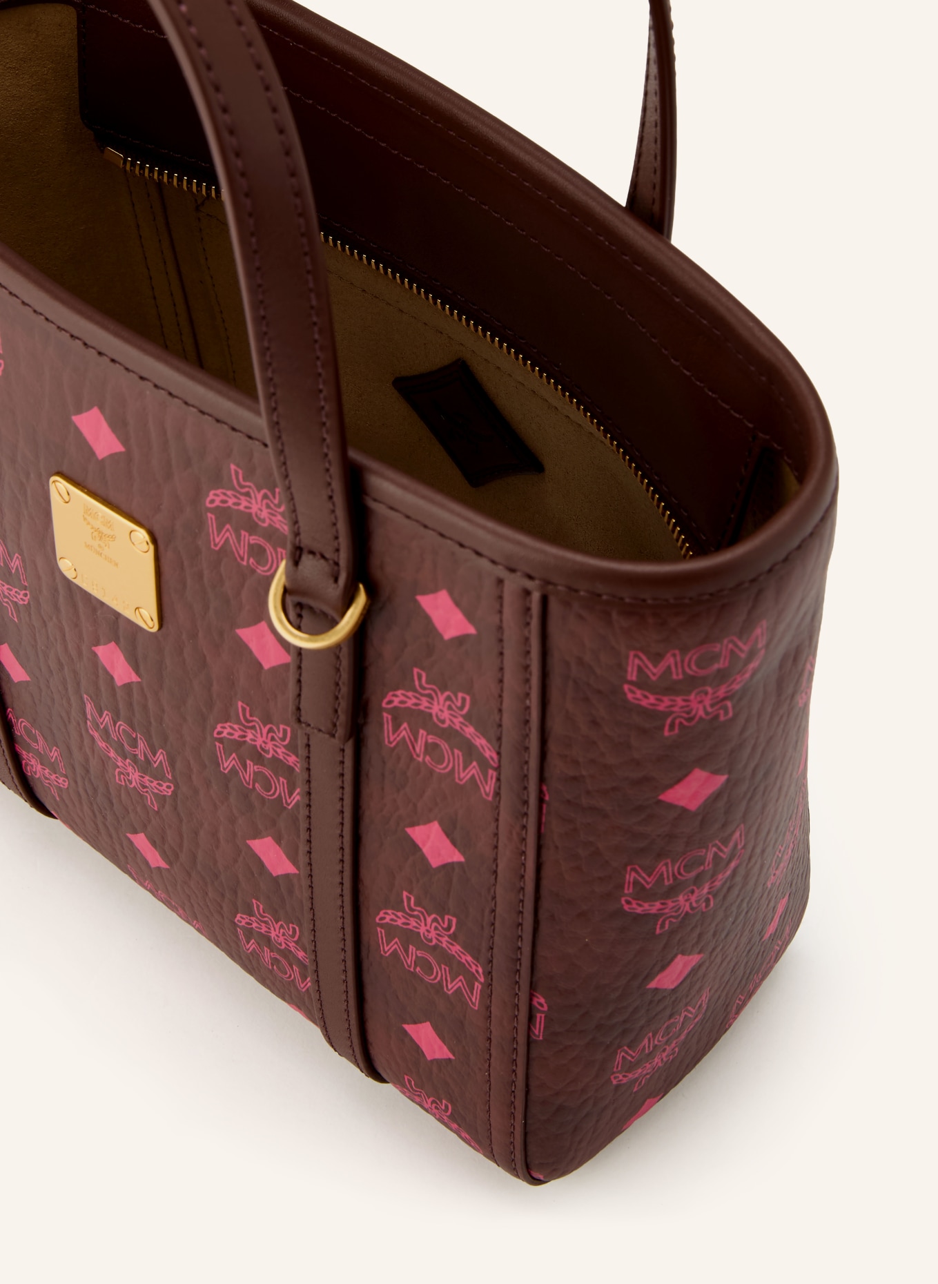 MCM Handtasche TONI SMALL: DUNKELBRAUN / GOLD / PINK