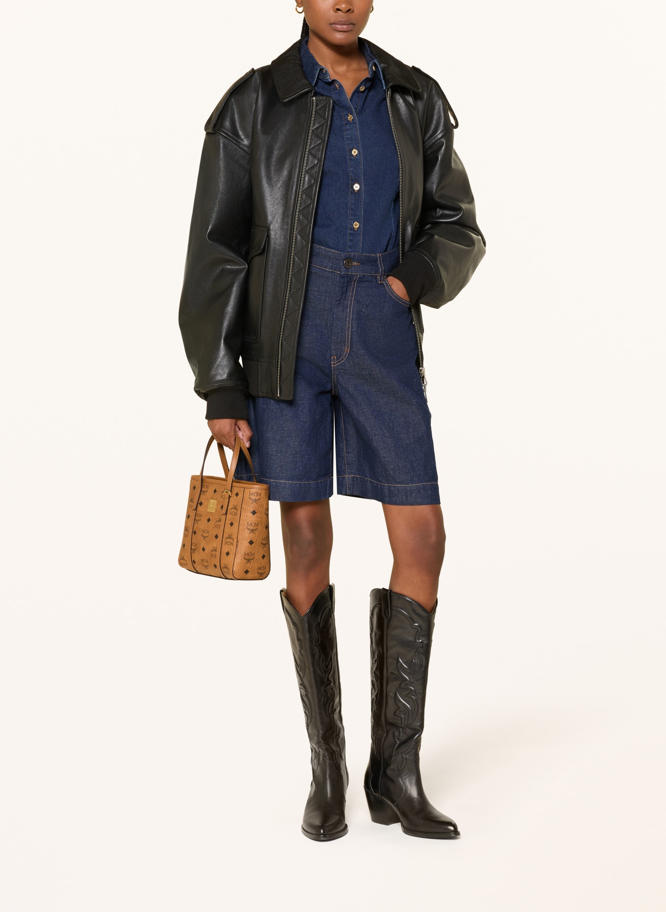 MCM TONI SMALL Handbag: COGNAC / GOLD