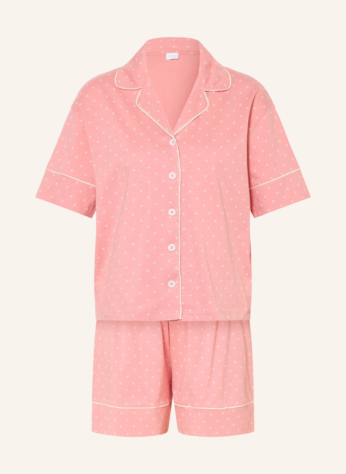 mey Shorty-Schlafanzug Serie CROCHET DOTS: ROSA / ECRU