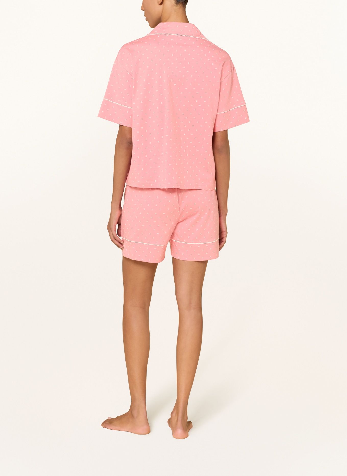 mey Shorty-Schlafanzug Serie CROCHET DOTS: ROSA / ECRU