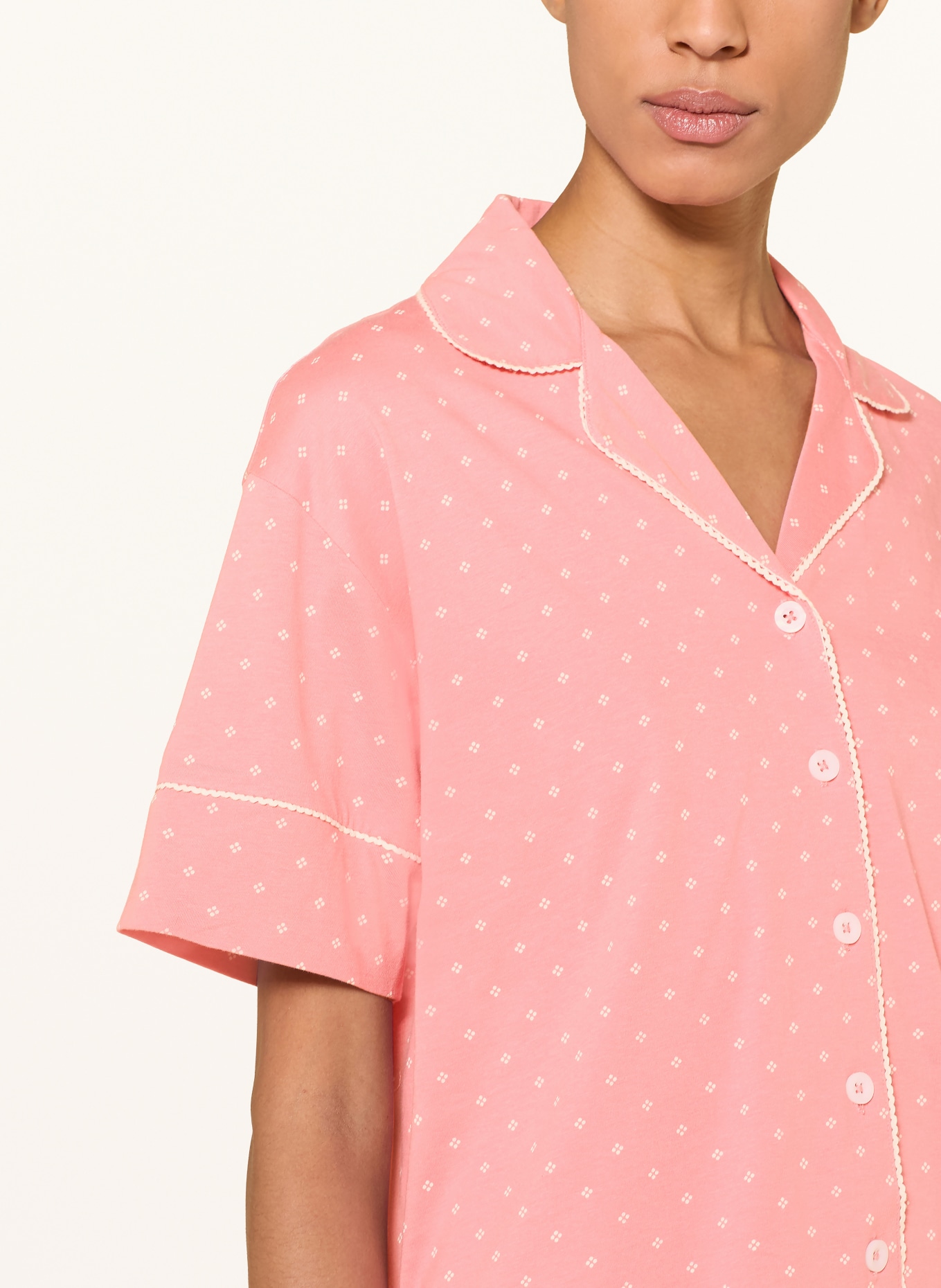 mey Shorty-Schlafanzug Serie CROCHET DOTS: ROSA / ECRU