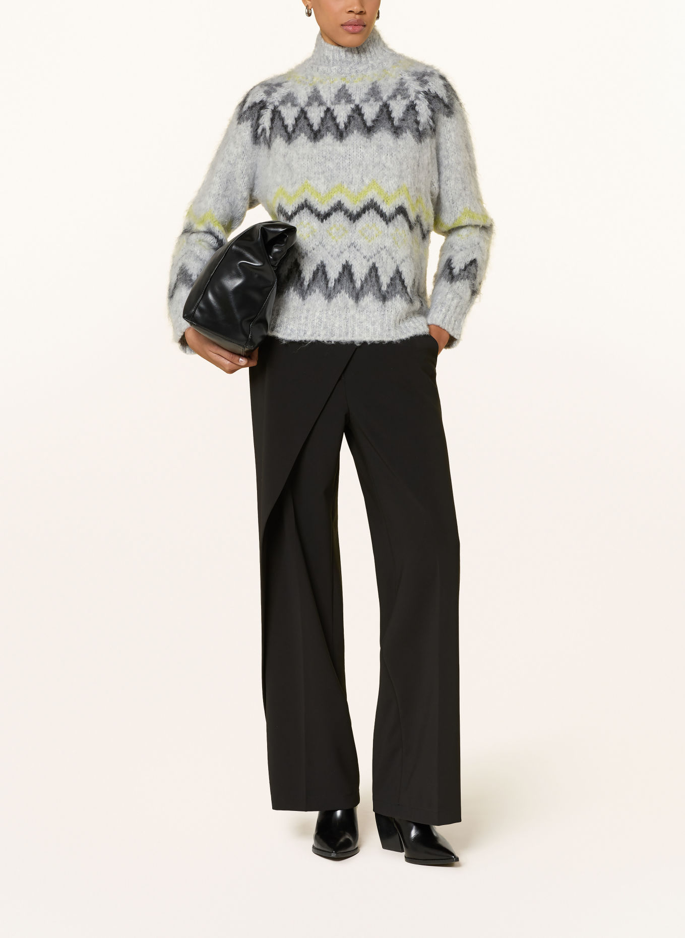 CATNOIR Pullover: GRAU / GELB / SCHWARZ