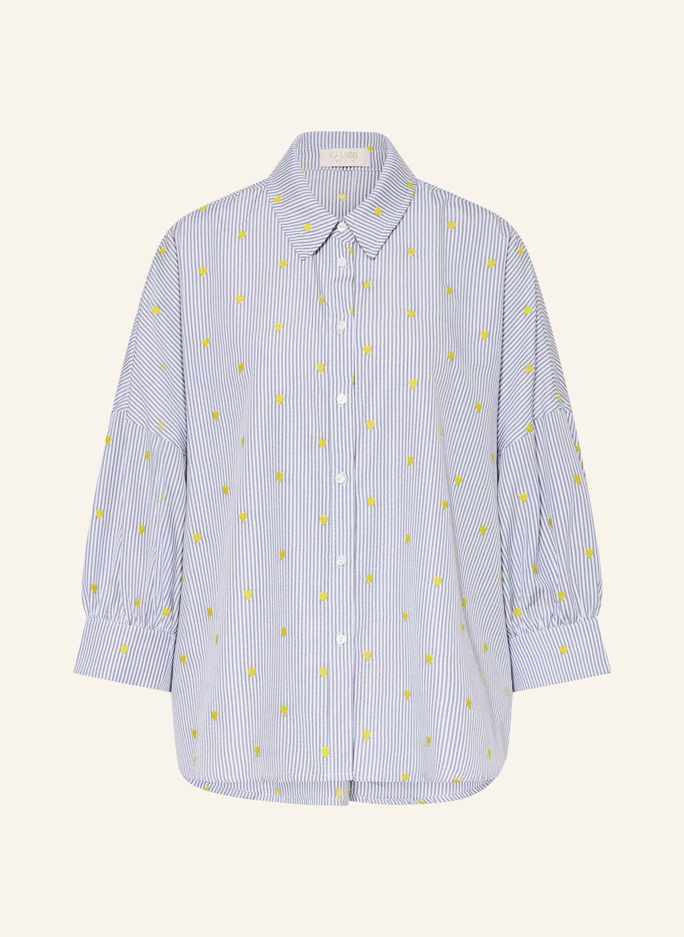 CATNOIR Skjortebluse med 3/4-ærmer: HVID / LYSEGRÅ