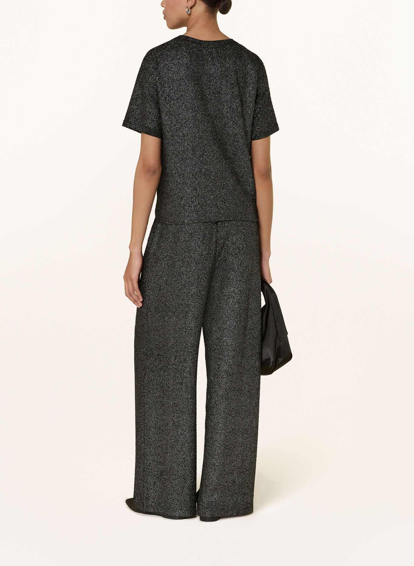 CATNOIR Jersey Marlene pants with glitter thread: BLACK / SILVER