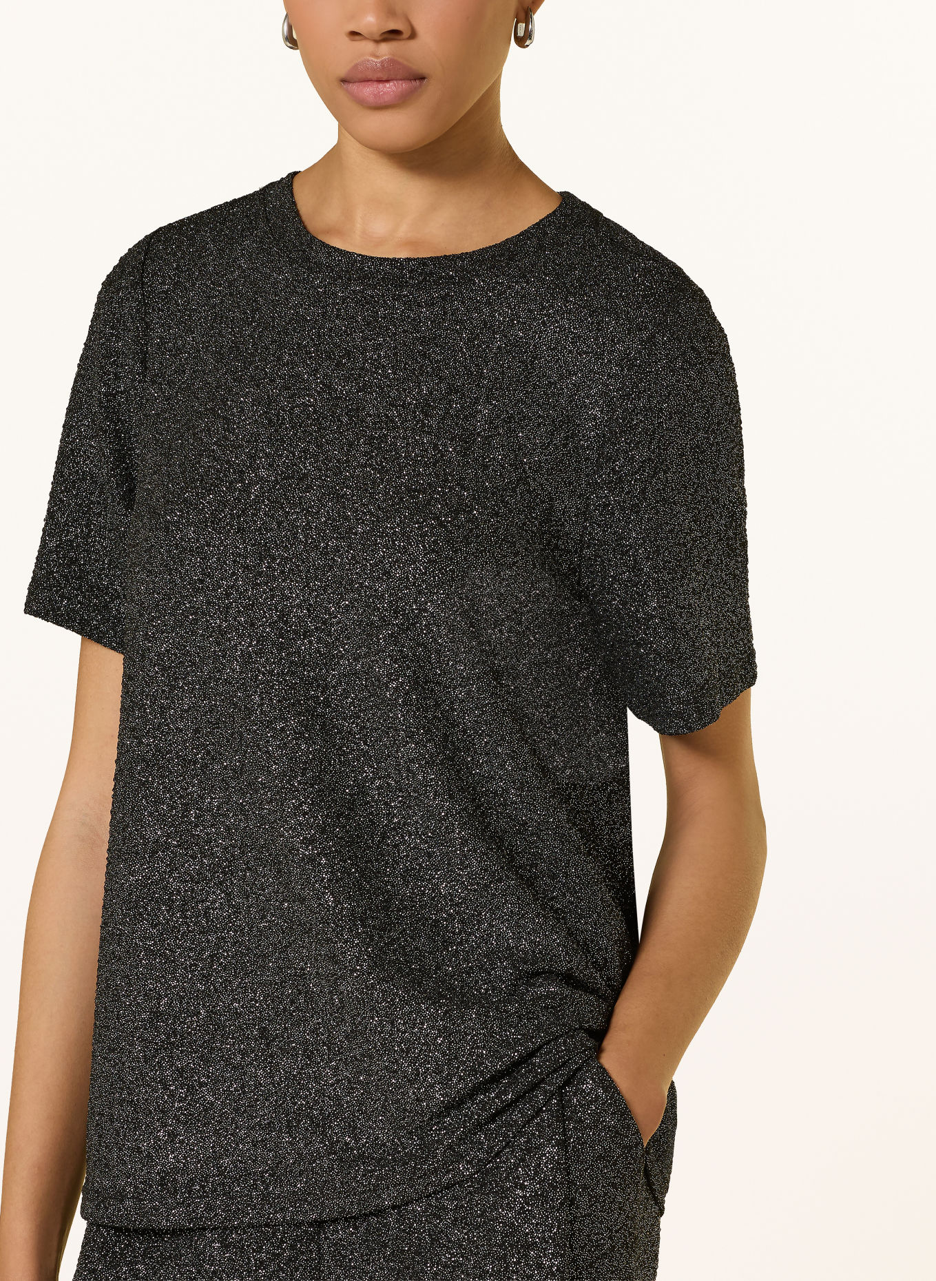 CATNOIR T-shirt with glitter yarn: BLACK / SILVER