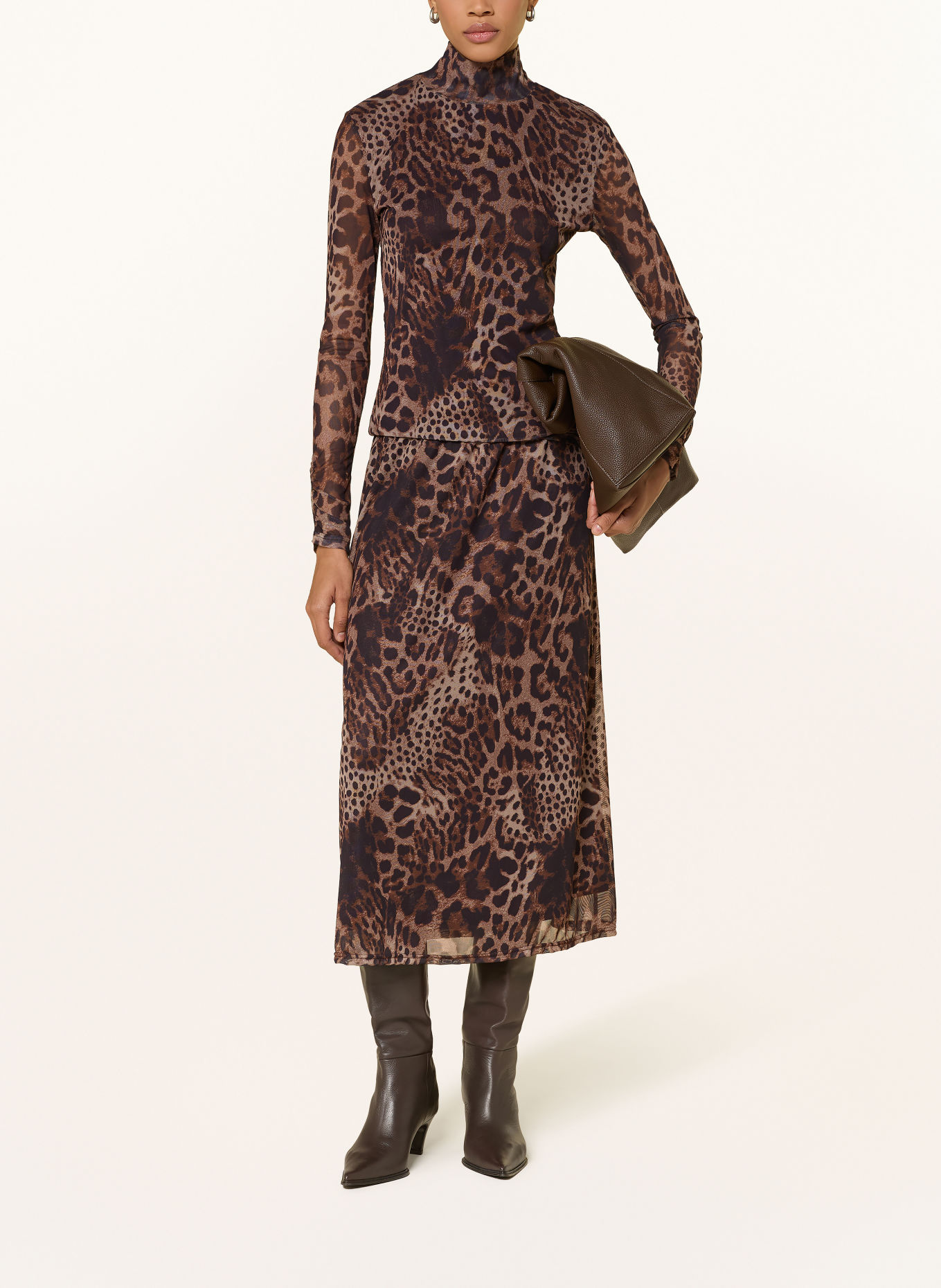 CATNOIR Mesh long-sleeve shirt: BLACK / BROWN