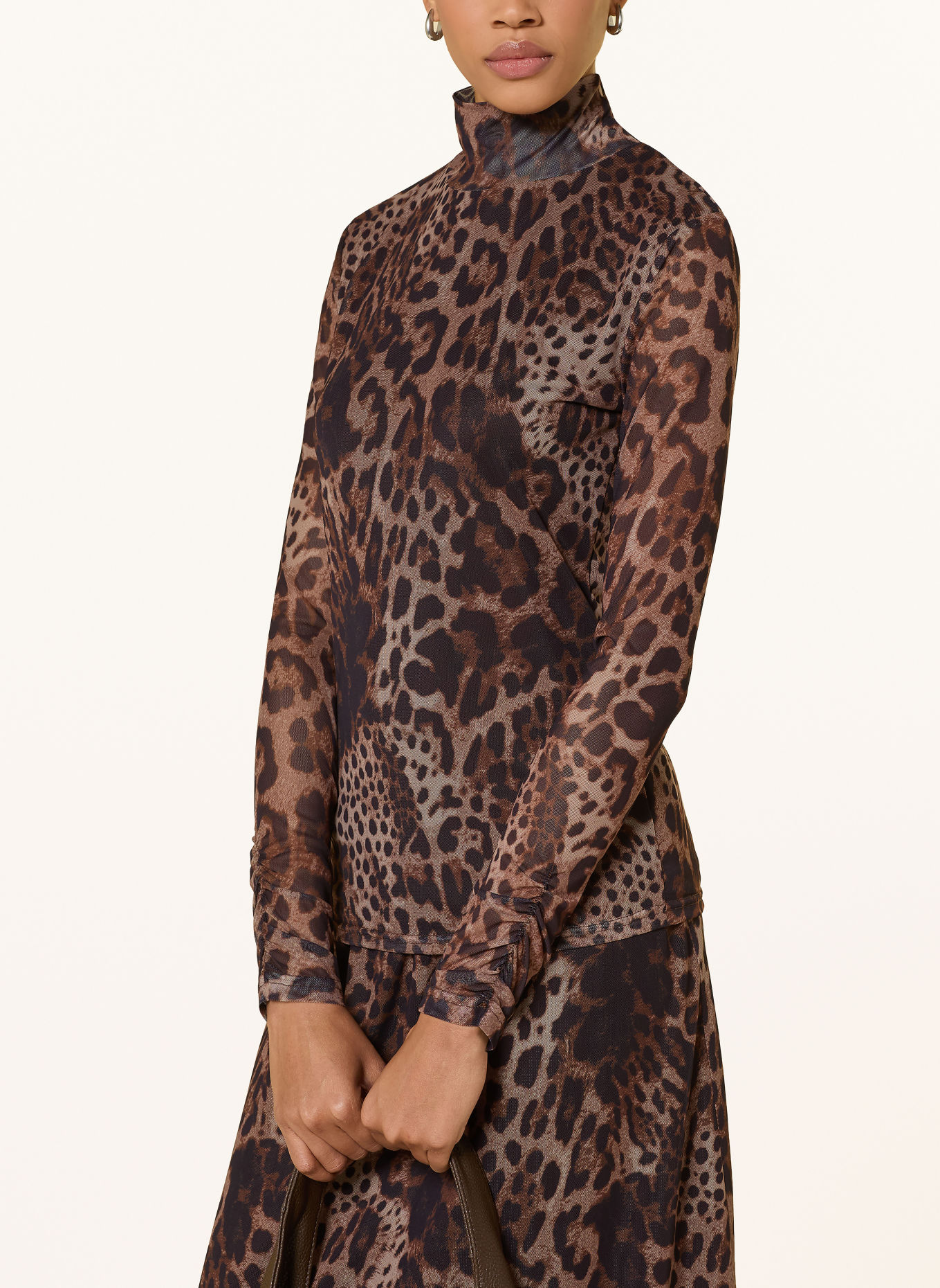 CATNOIR Mesh long-sleeve shirt: BLACK / BROWN