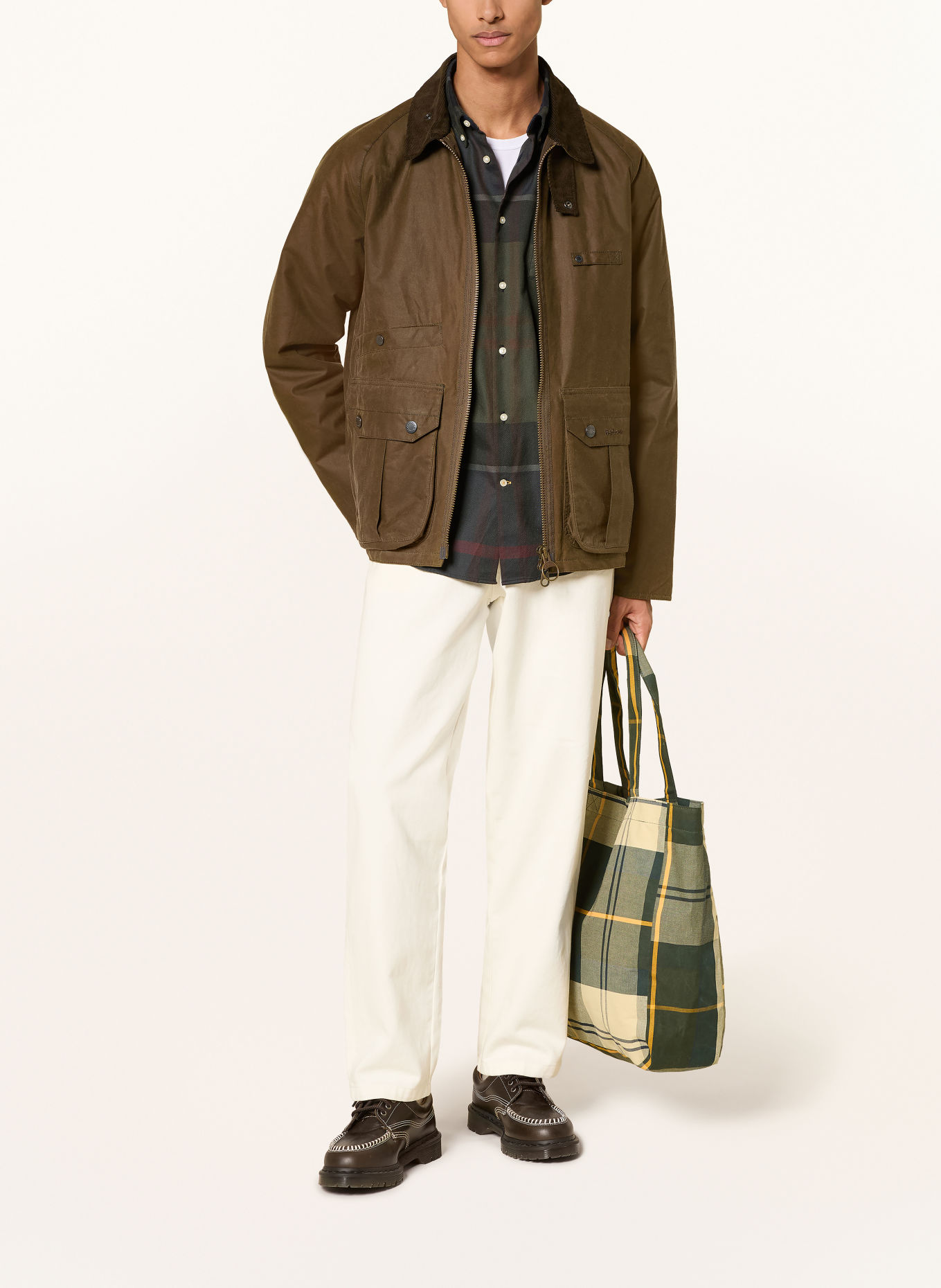Barbour DURRAN Jacket: KHAKI / DARK BROWN