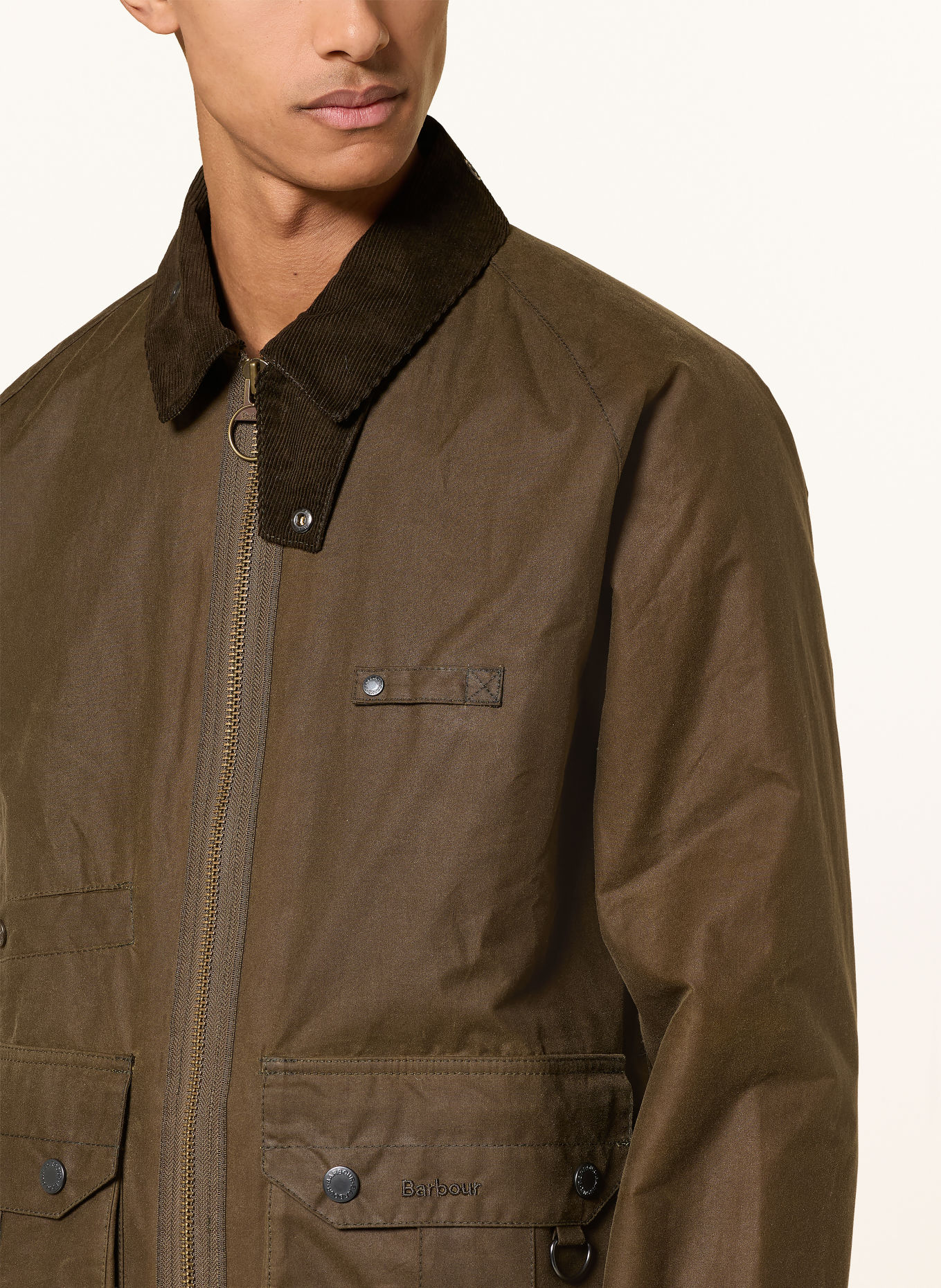 Barbour DURRAN Jacket: KHAKI / DARK BROWN