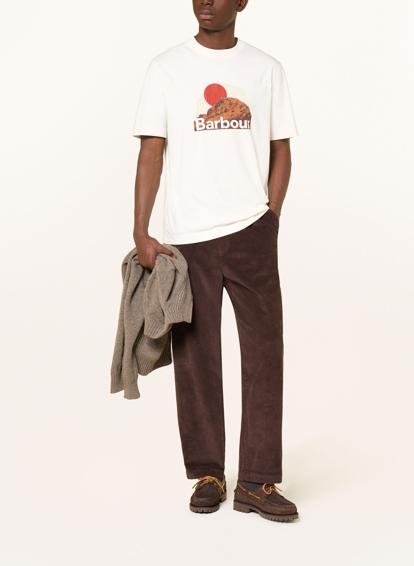 Barbour WADSWORTH T-shirt: ECRU / BROWN / DARK RED