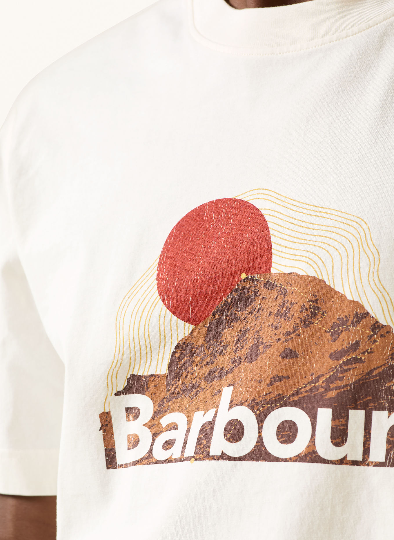 Barbour WADSWORTH T-shirt: ECRU / BROWN / DARK RED