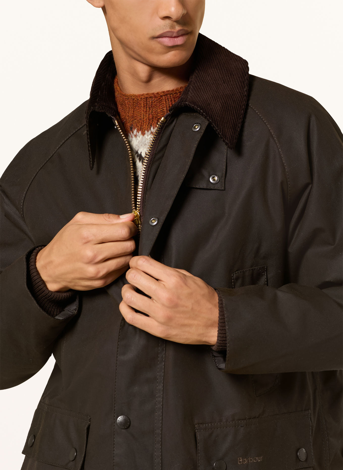 Barbour Fieldjacket BEDALE: KHAKI / MØRKEBRUN