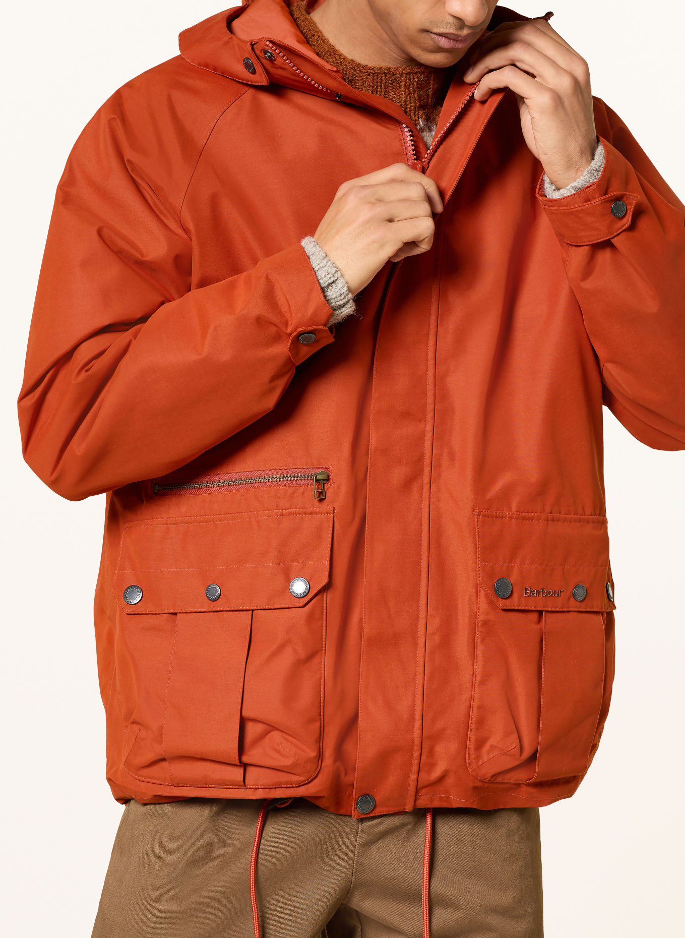 Barbour AIKWOOD Field Jacket: DARK ORANGE