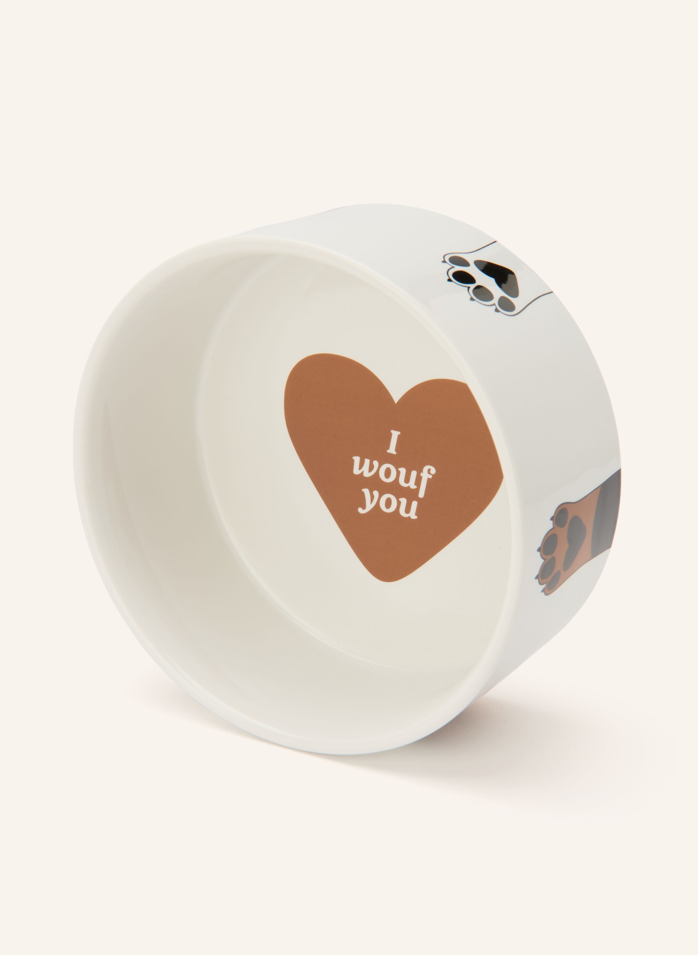 fluid MARKET Schale DOG PAWS: CREME / ORANGE / SCHWARZ