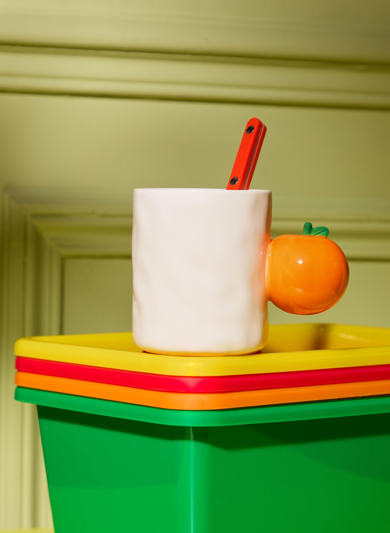 fluid MARKET Handle Mug ORANGE: CREAM / ORANGE