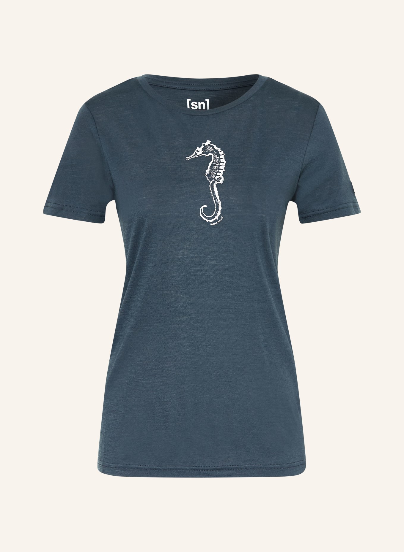 super.natural Funktionsshirt SEA HORSE mit Merinowolle: DUNKELBLAU / WEISS