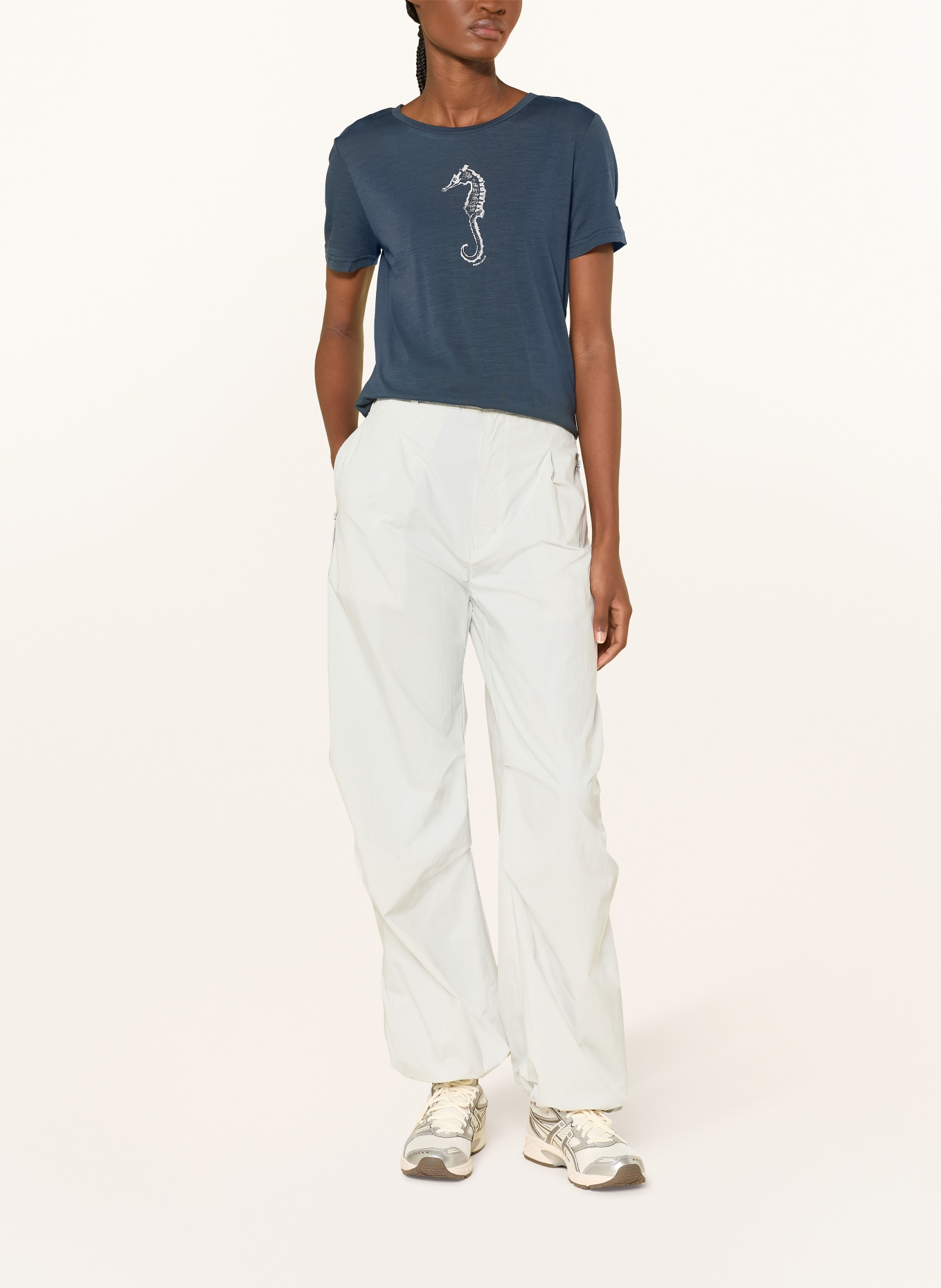 super.natural Funktionsshirt SEA HORSE mit Merinowolle: DUNKELBLAU / WEISS