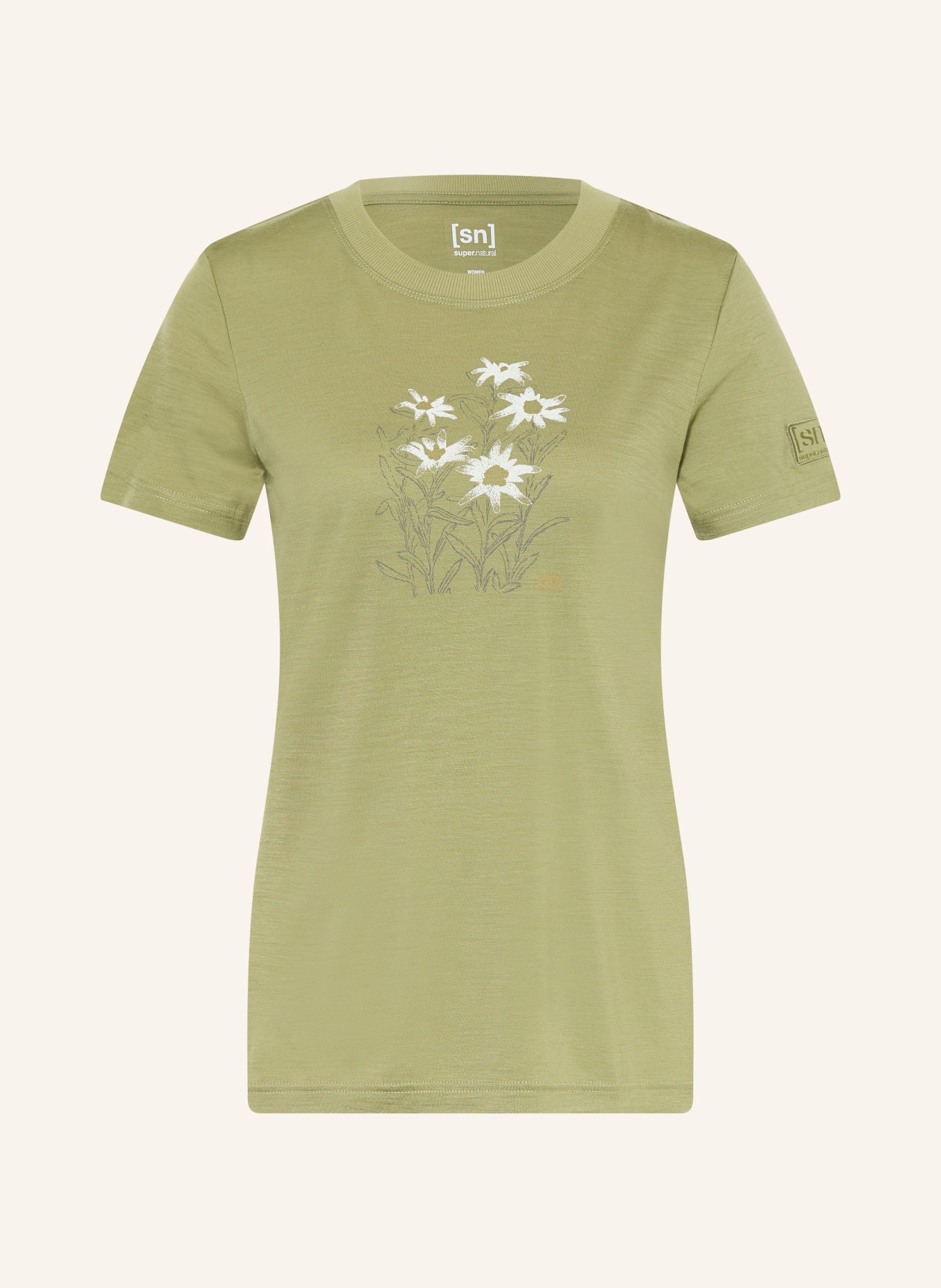 super.natural Funktionsshirt EDELWEISS mit Merinowolle: HELLGRÜN / WEISS