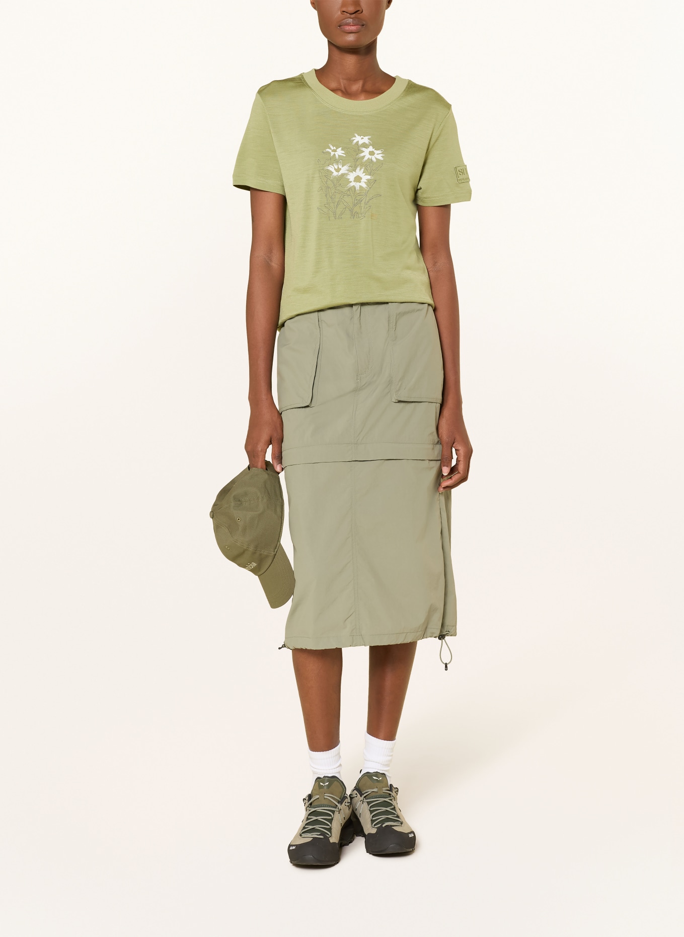 super.natural Funktionsshirt EDELWEISS mit Merinowolle: HELLGRÜN / WEISS