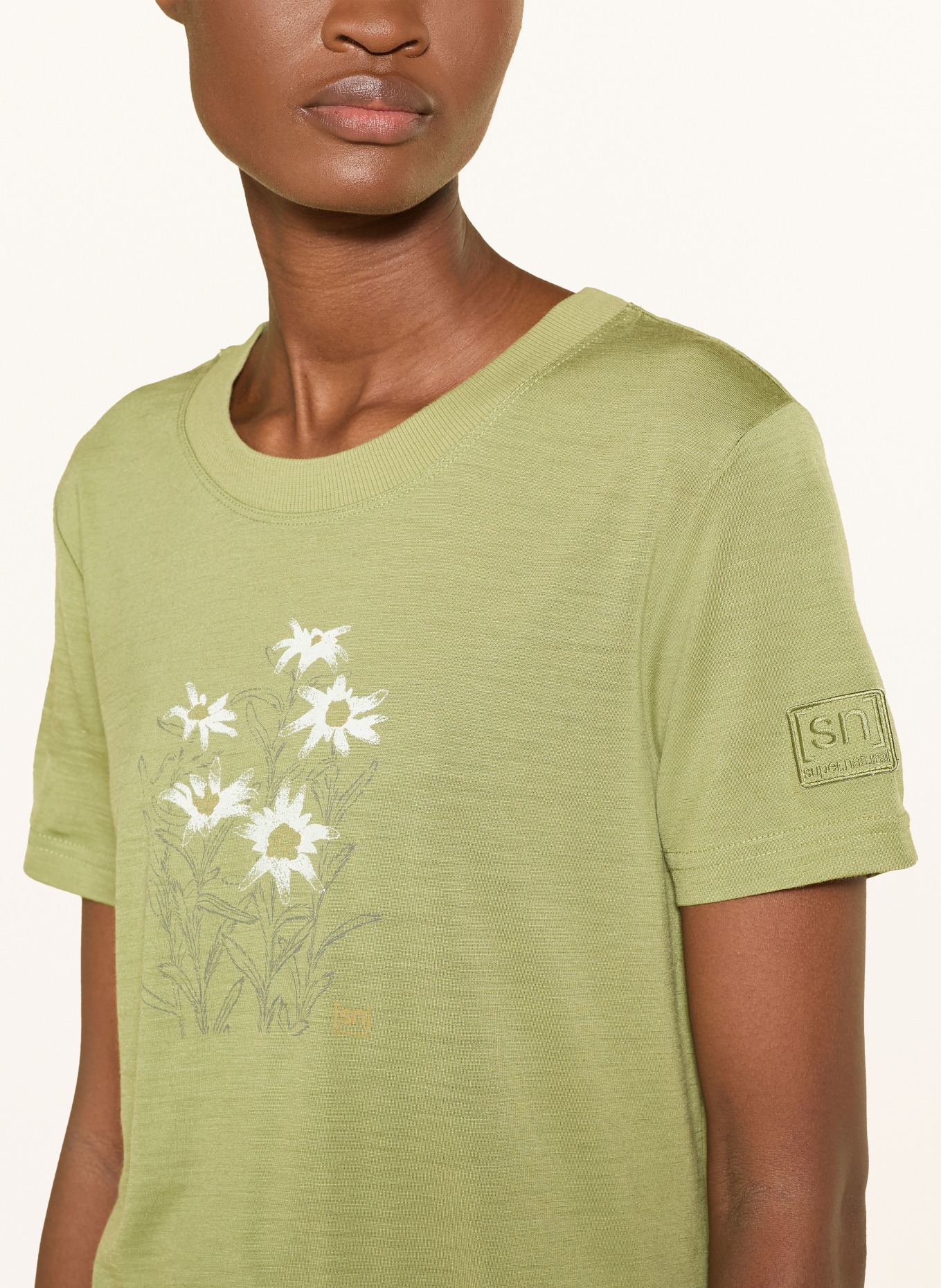 super.natural Funktionsshirt EDELWEISS mit Merinowolle: HELLGRÜN / WEISS