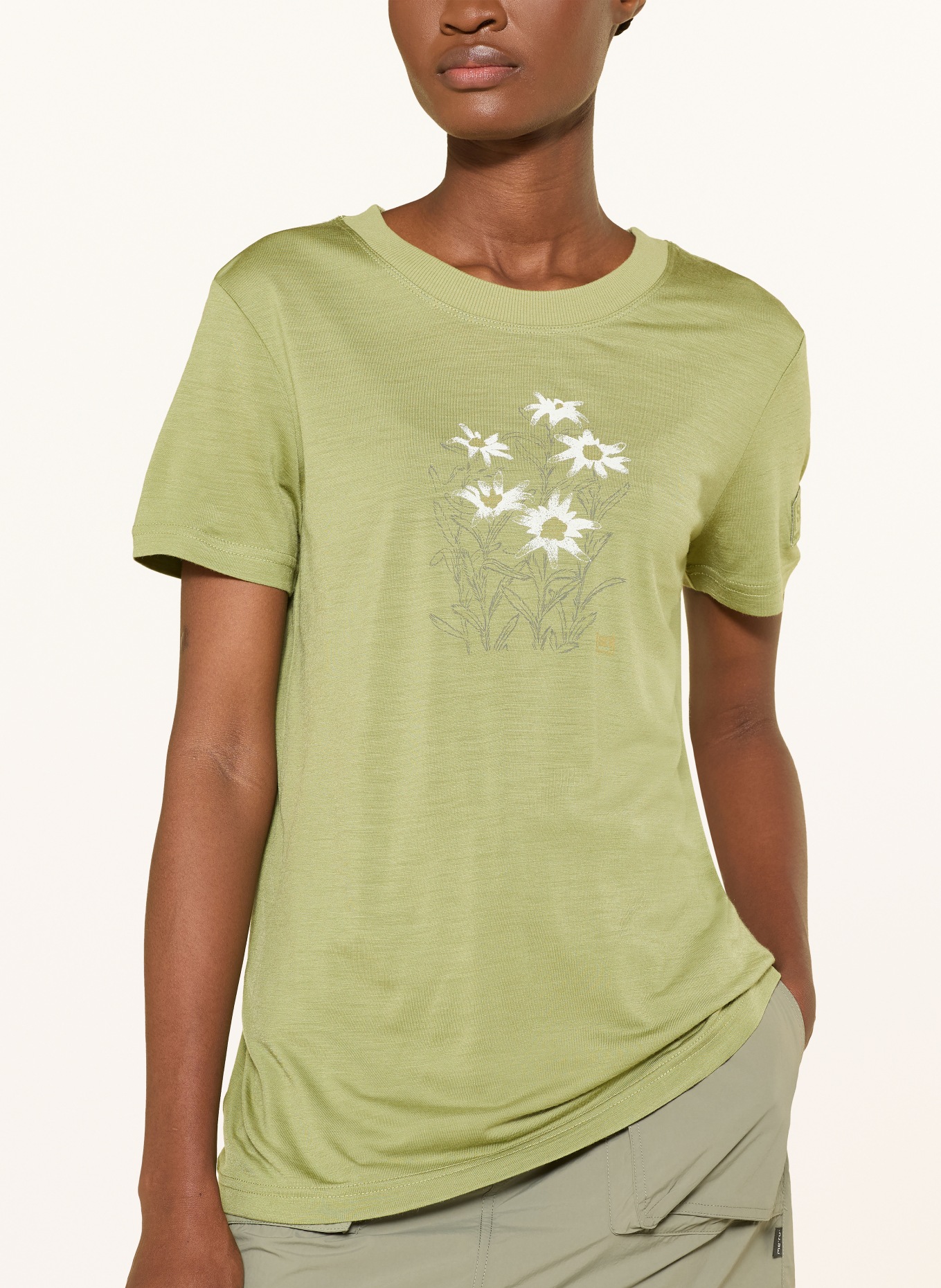 super.natural Funktionsshirt EDELWEISS mit Merinowolle: HELLGRÜN / WEISS