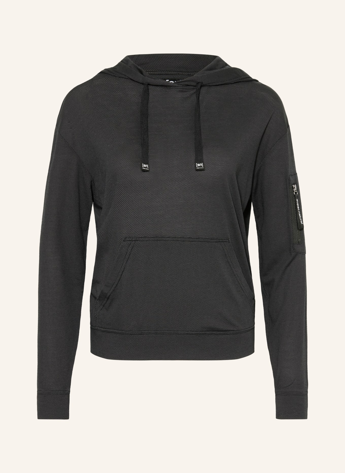 super.natural Hoodie AIR mit Merinowolle: SCHWARZ