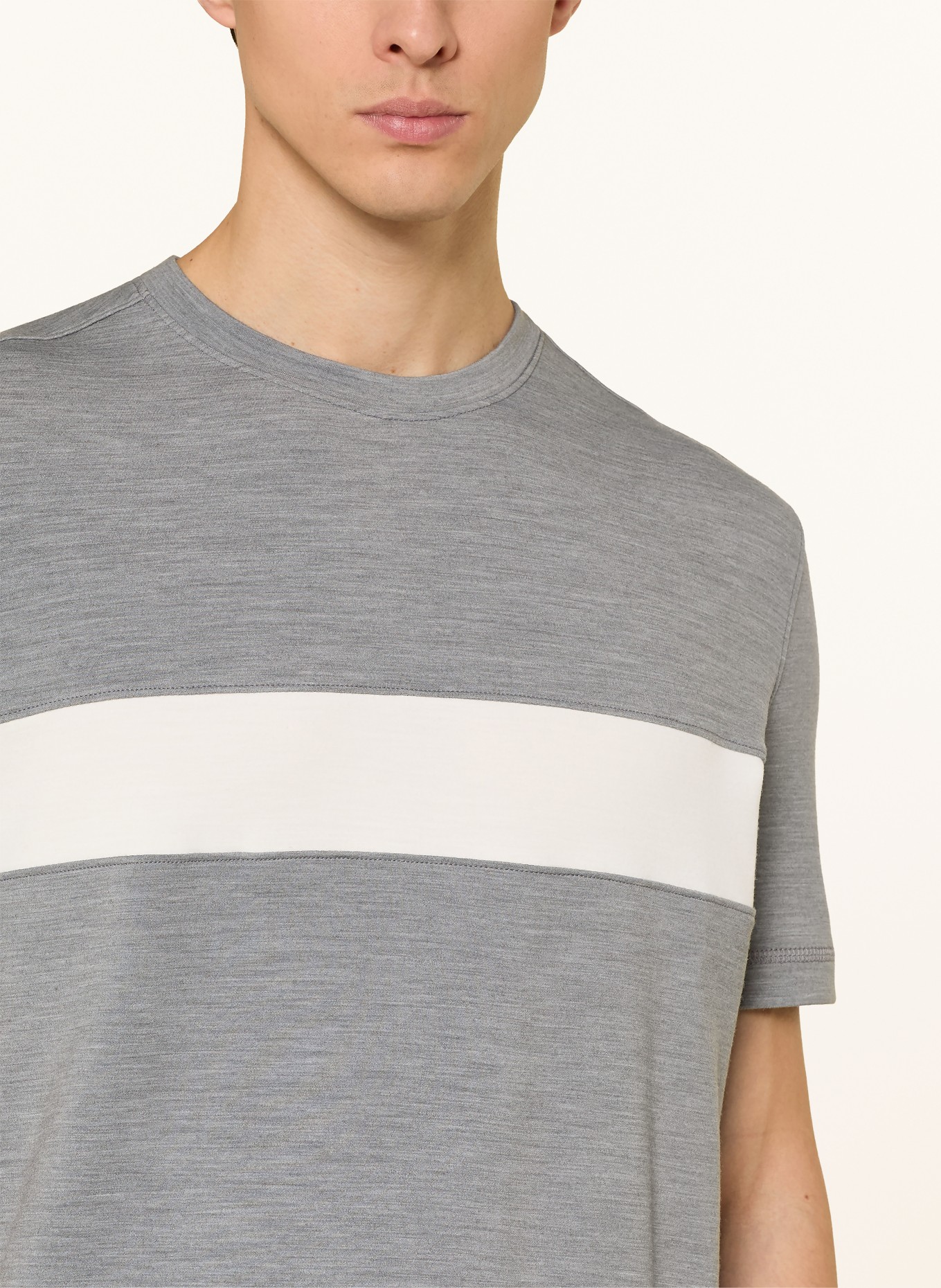 super.natural Funktionsshirt MONTANA BRUSH mit Merinowolle: GRAU / CREME