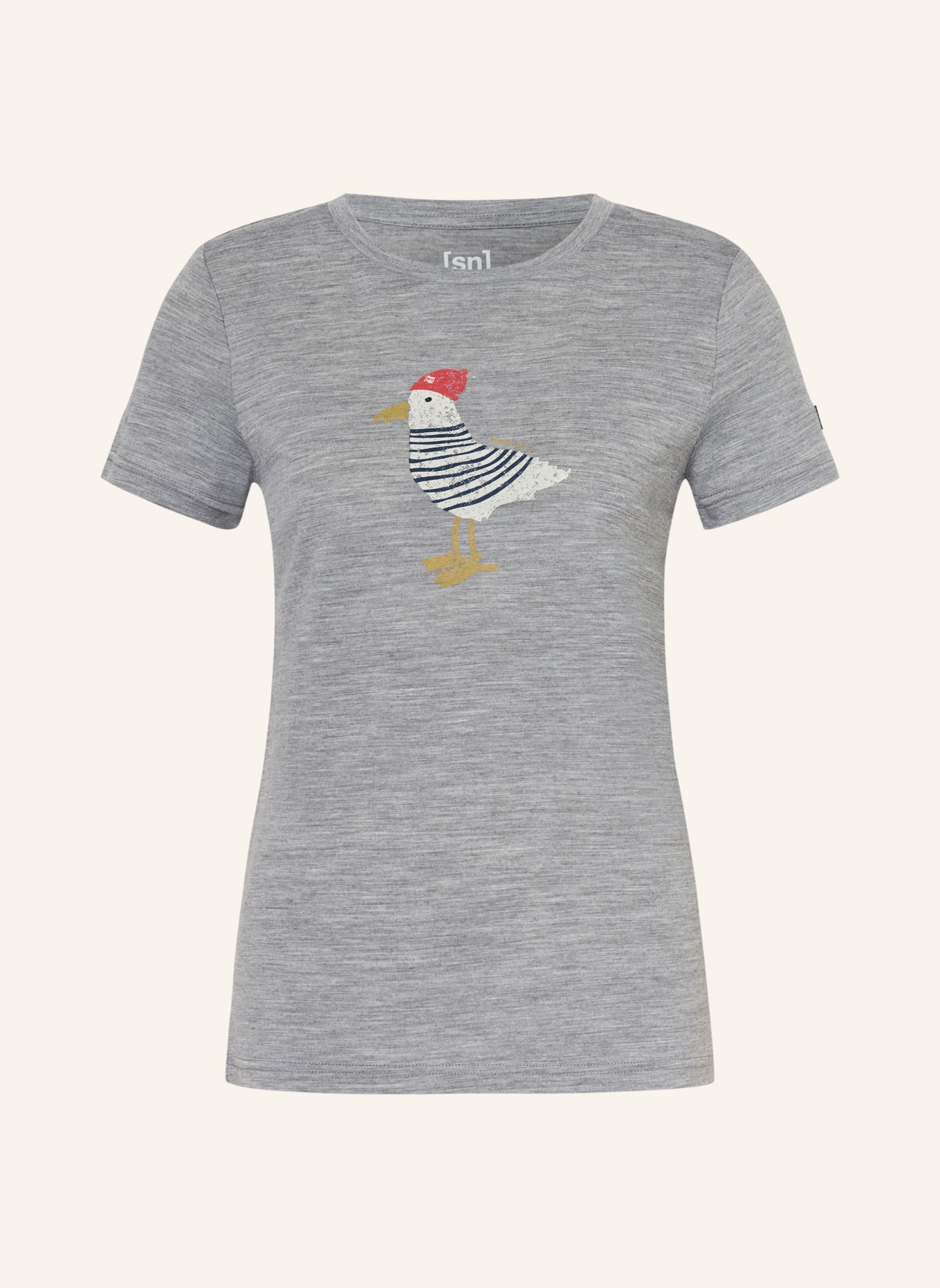 super.natural Funktionsshirt JONNY mit Merinowolle: GRAU / ROT / WEISS