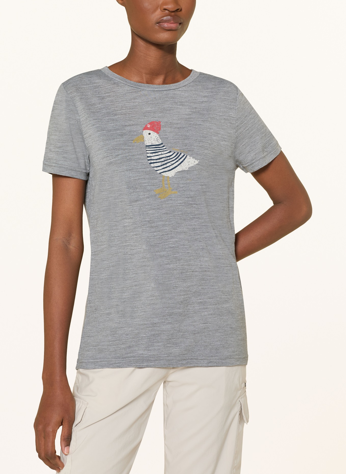 super.natural Funktionsshirt JONNY mit Merinowolle: GRAU / ROT / WEISS