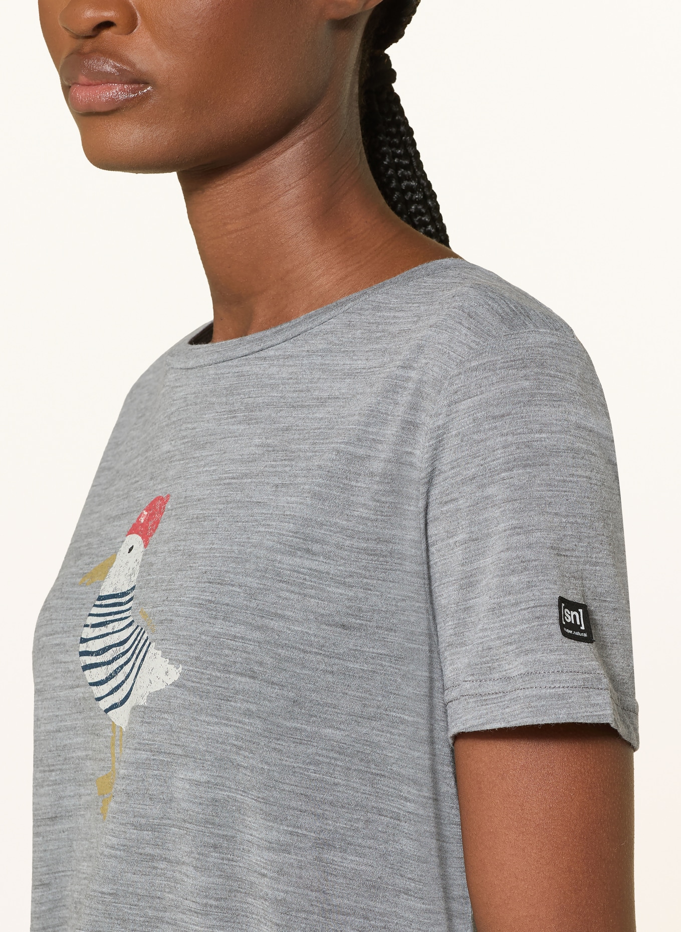 super.natural Funktionsshirt JONNY mit Merinowolle: GRAU / ROT / WEISS