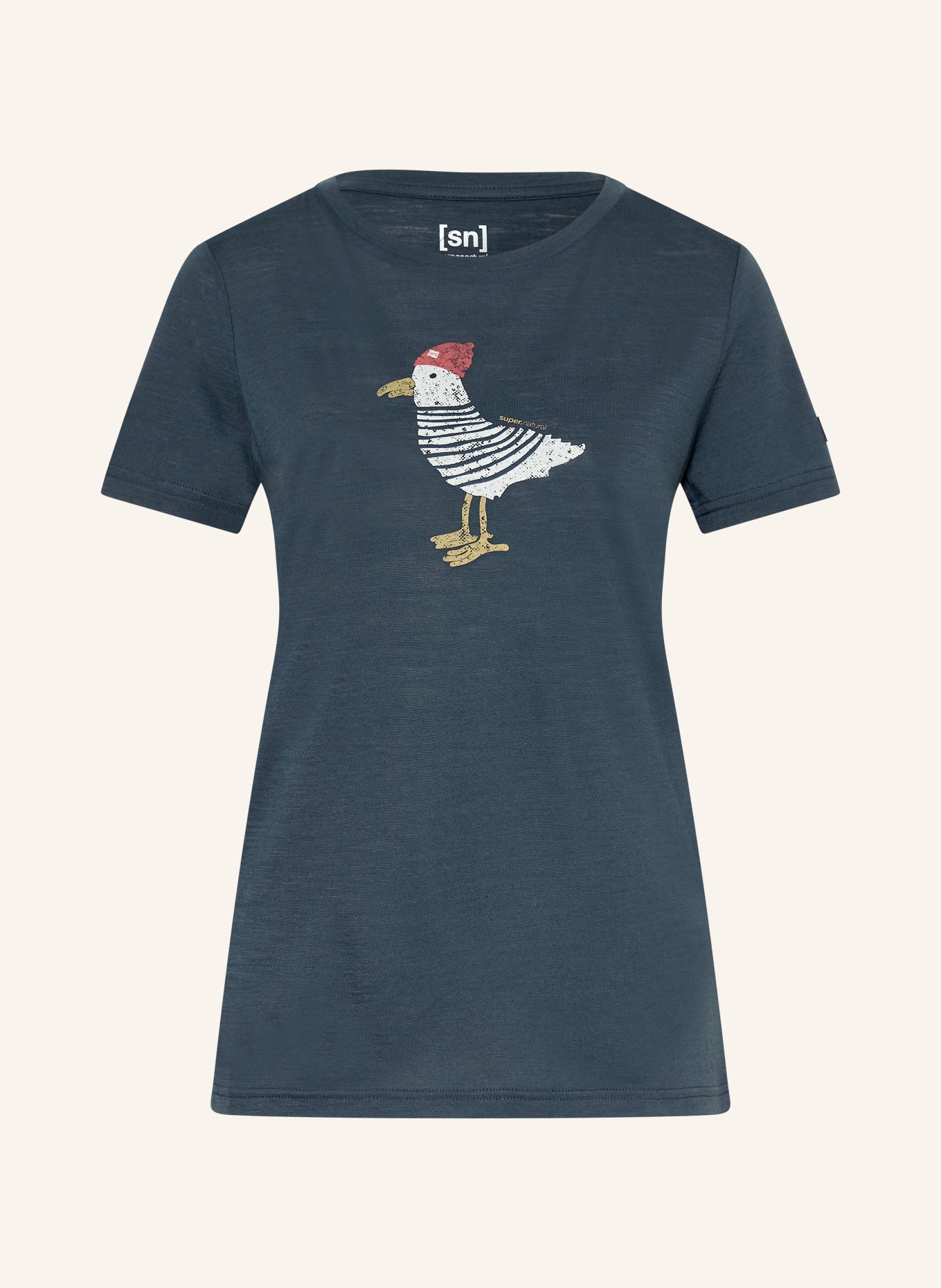 super.natural Funktionsshirt JONNY mit Merinowolle: DUNKELBLAU / ROT / WEISS