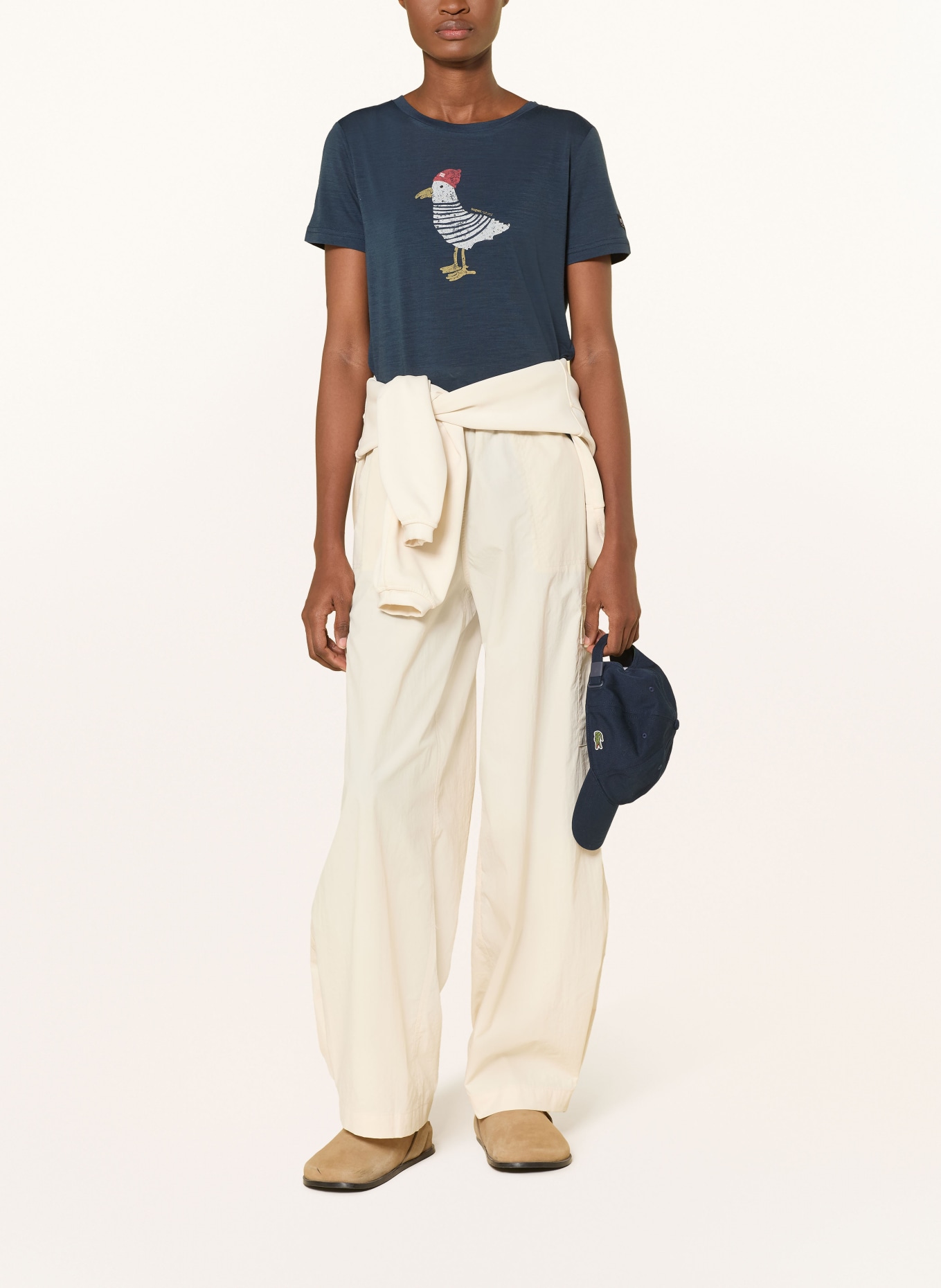 super.natural Funktionsshirt JONNY mit Merinowolle: DUNKELBLAU / ROT / WEISS