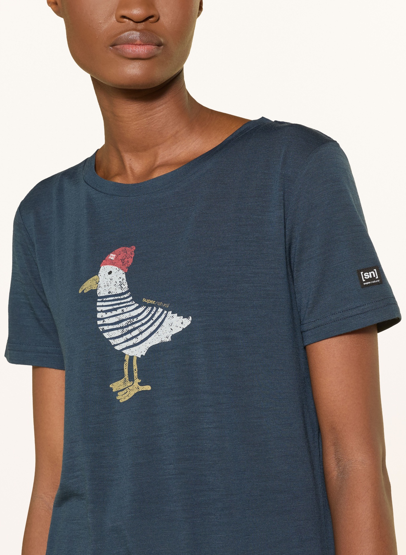 super.natural Funktionsshirt JONNY mit Merinowolle: DUNKELBLAU / ROT / WEISS