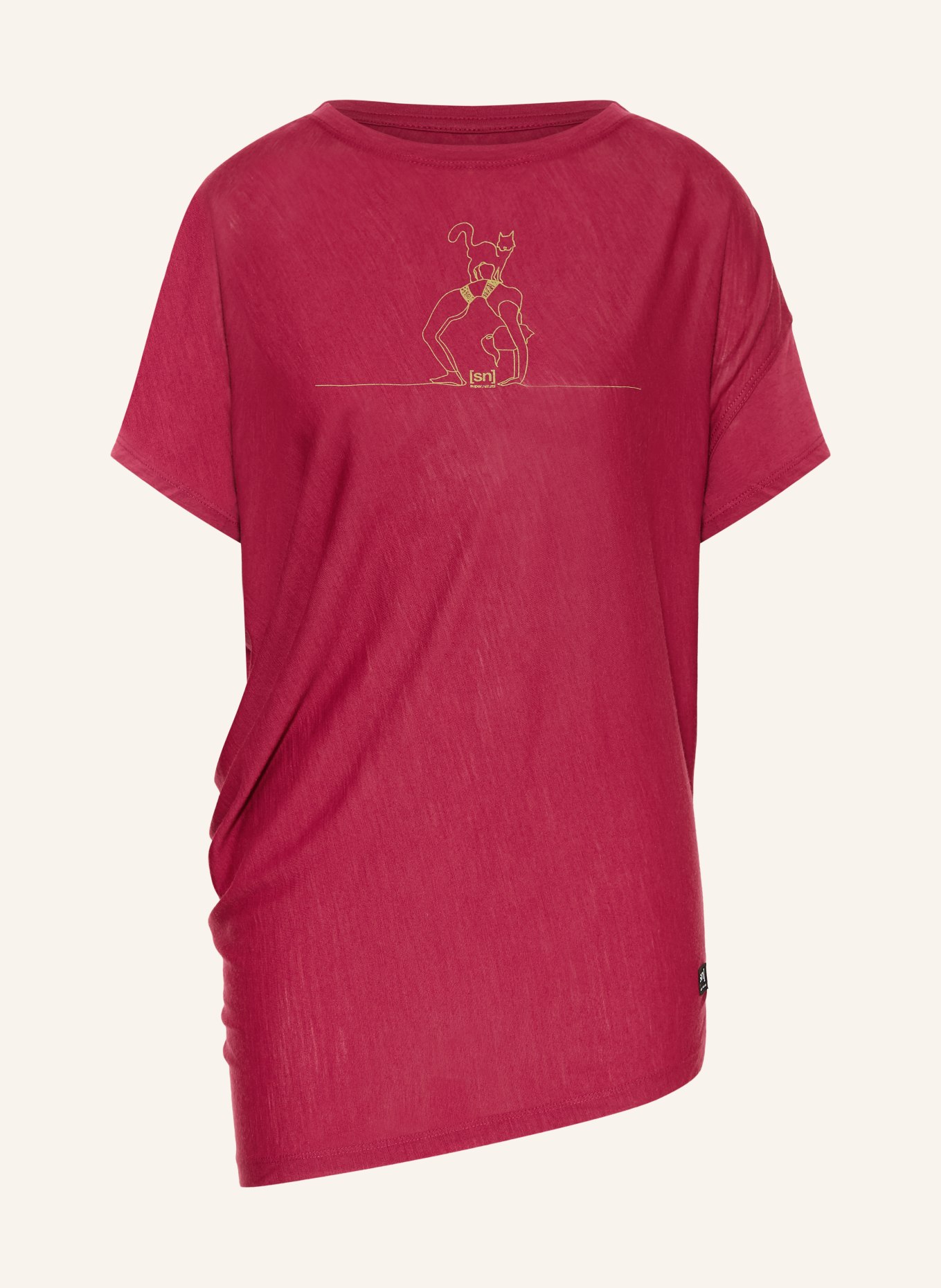 super.natural Funktionsshirt CAT YOGA: DUNKELROT / BEIGE