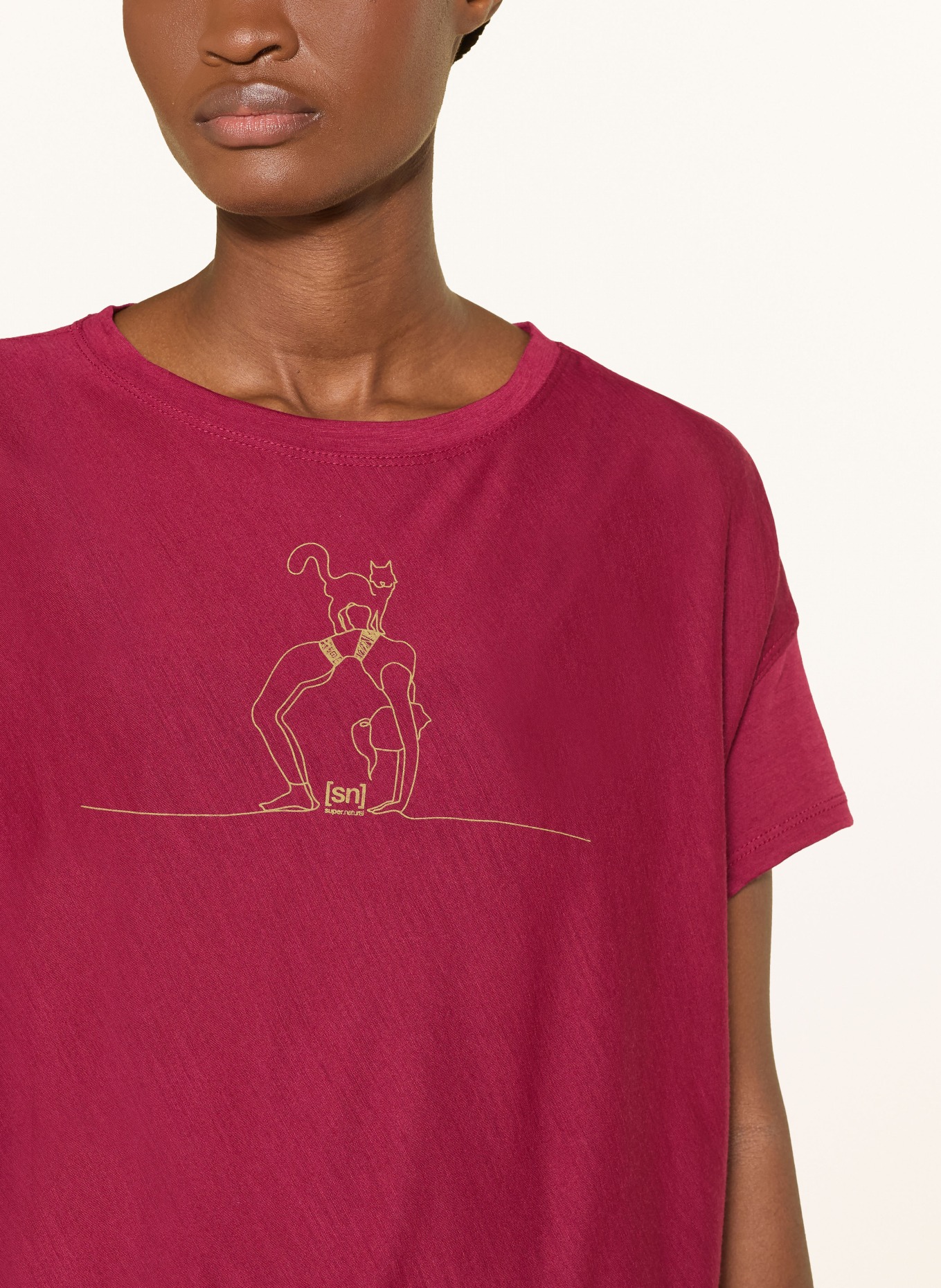 super.natural Funktionsshirt CAT YOGA: DUNKELROT / BEIGE