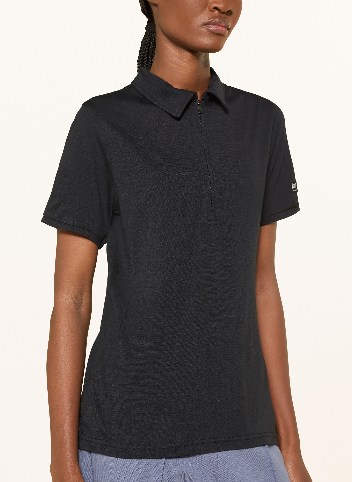 super.natural Funktions-Poloshirt mit Merinowolle: SCHWARZ