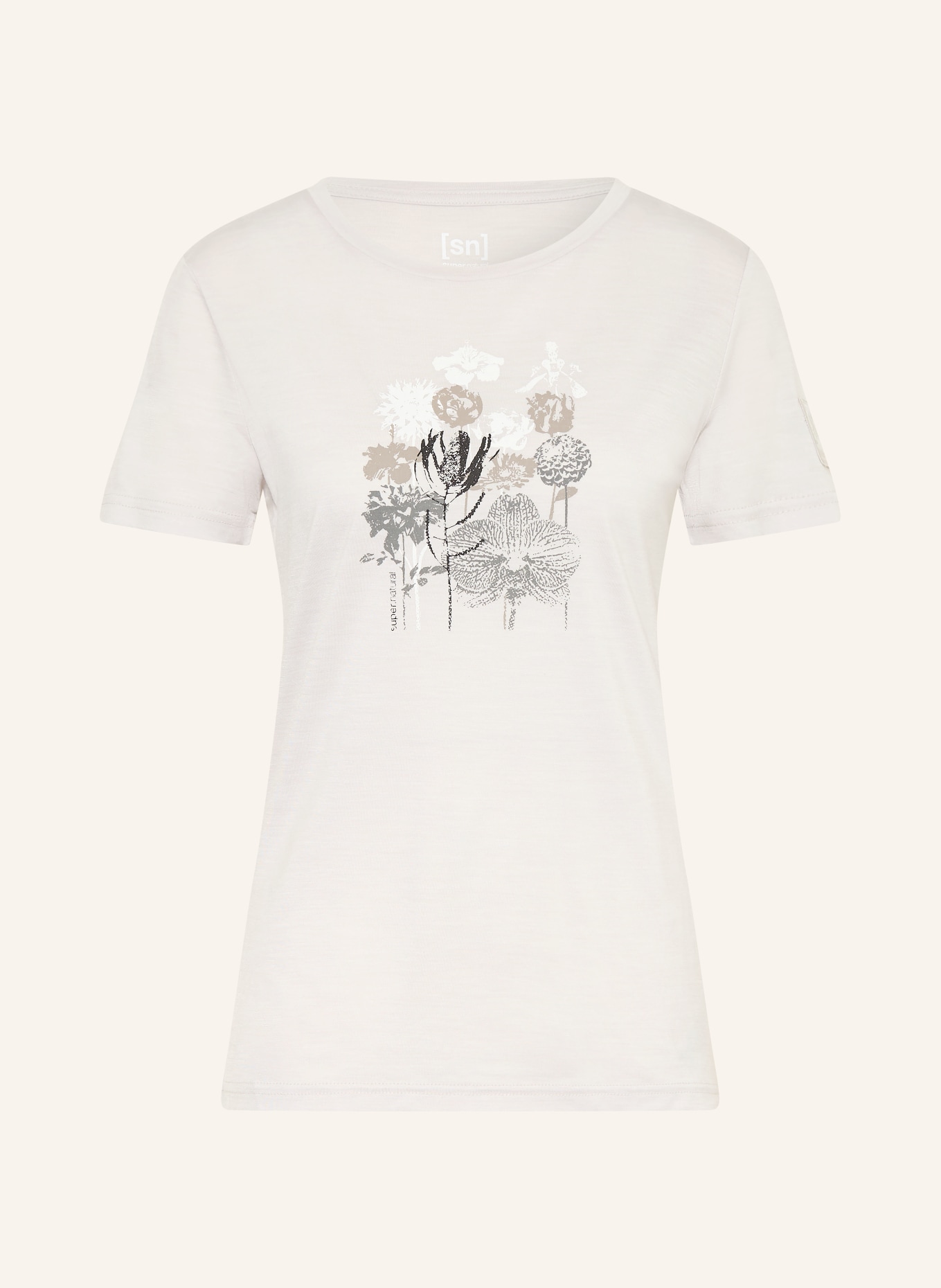 super.natural Funktionsshirt ORCHID mit Merinowolle: WEISS / BEIGE / GRAU