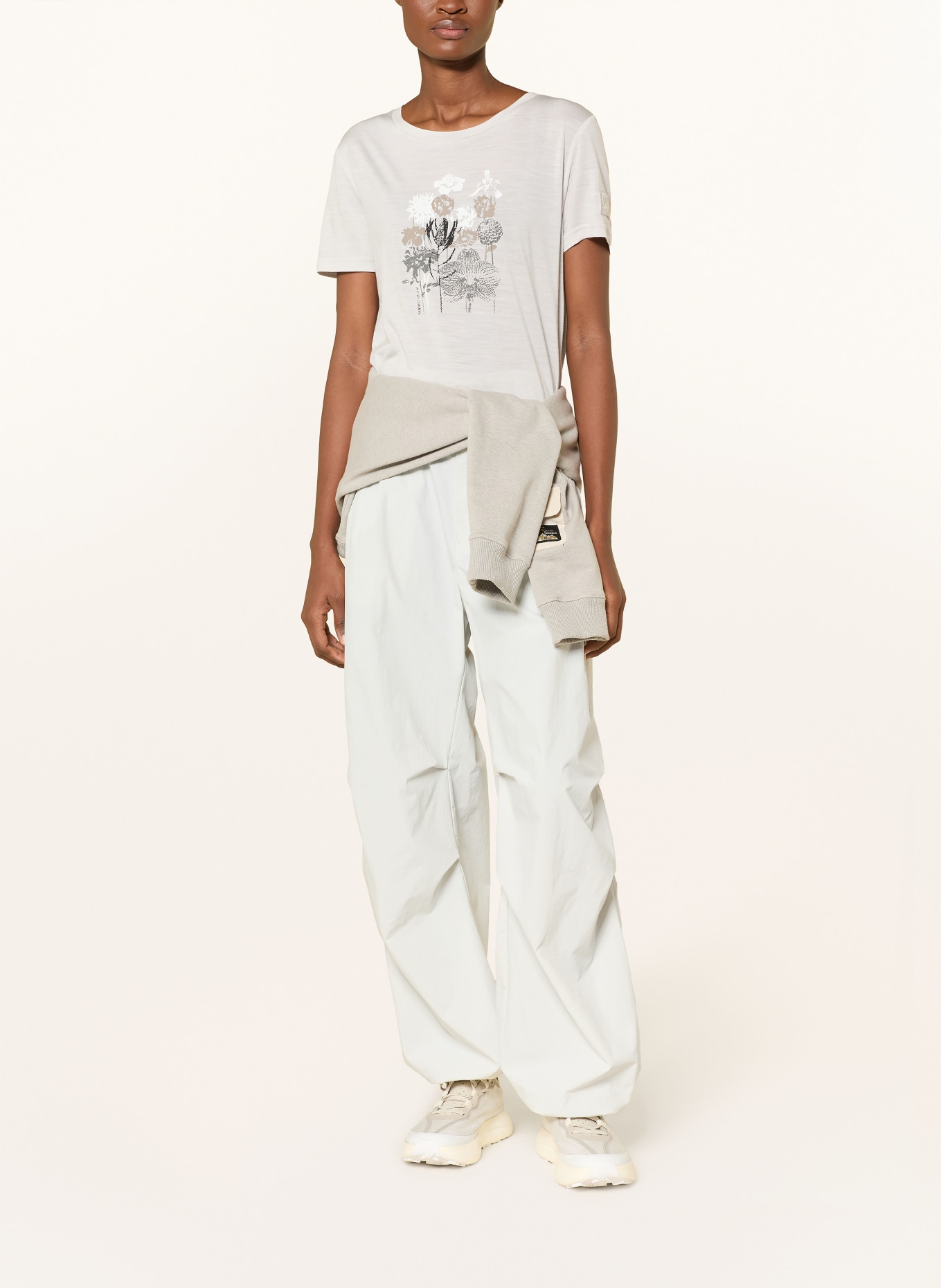 super.natural Funktionsshirt ORCHID mit Merinowolle: WEISS / BEIGE / GRAU