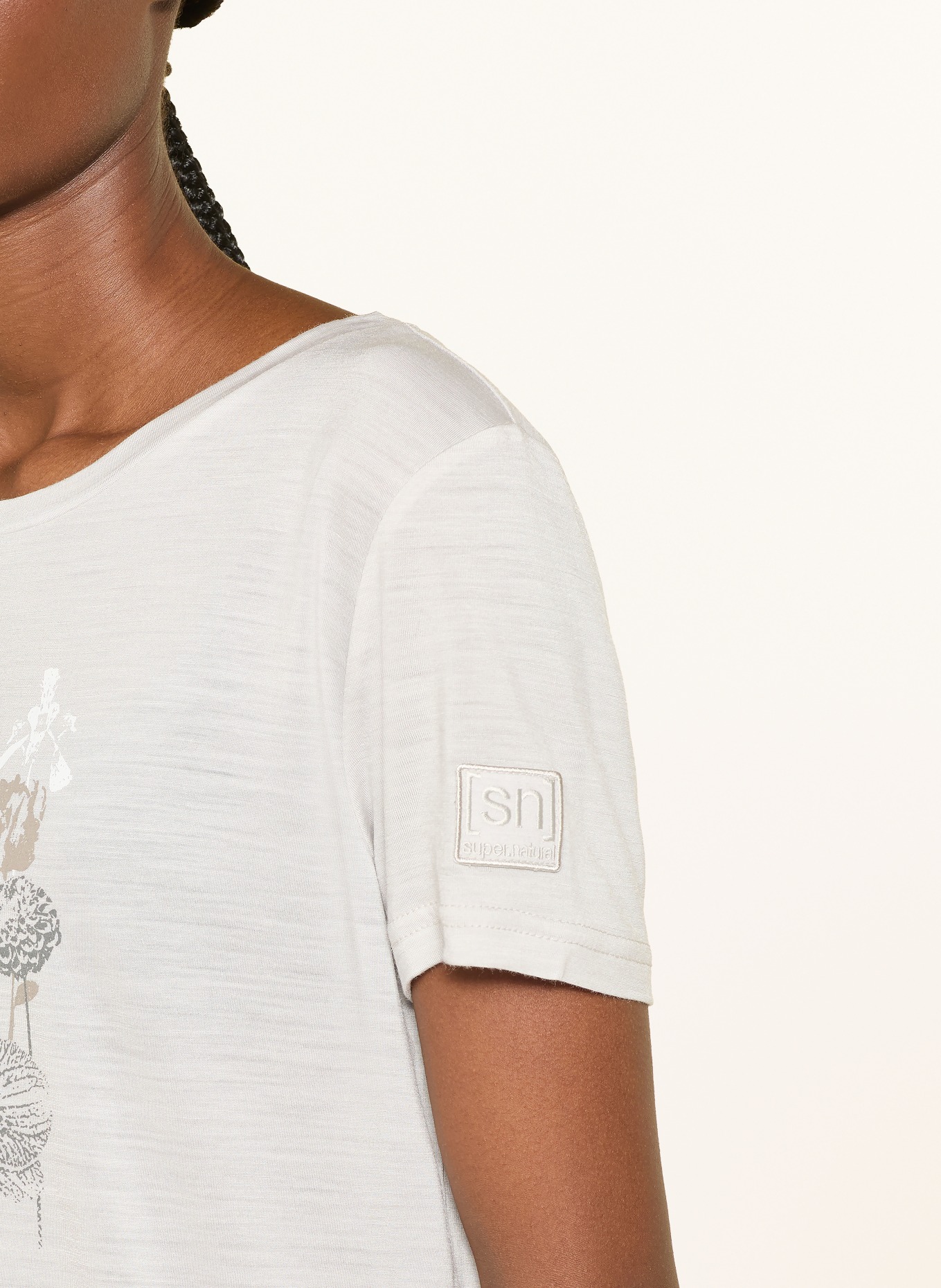 super.natural Funktionsshirt ORCHID mit Merinowolle: WEISS / BEIGE / GRAU