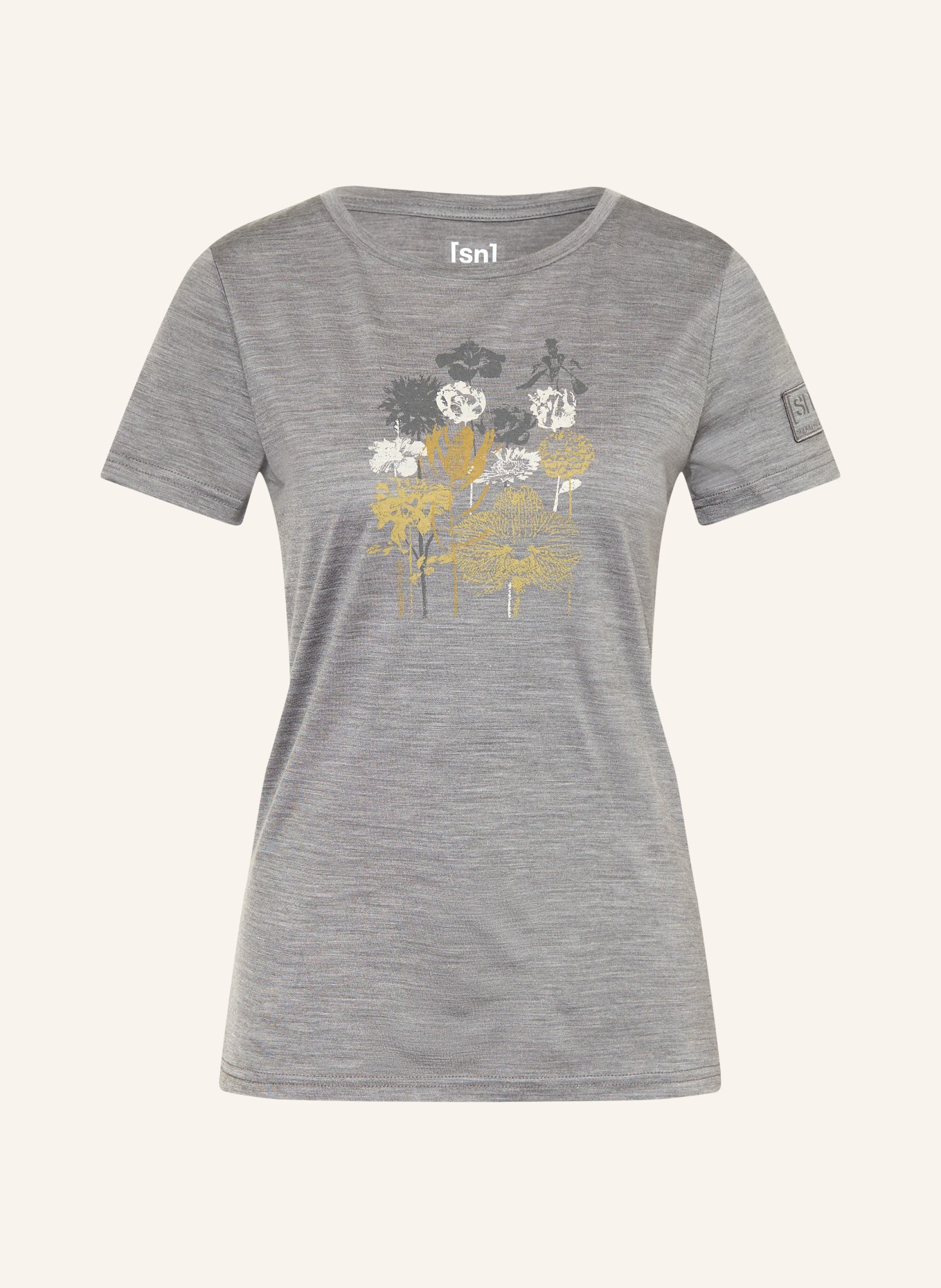 super.natural Funktionsshirt ORCHID mit Merinowolle: GRAU / BEIGE / WEISS