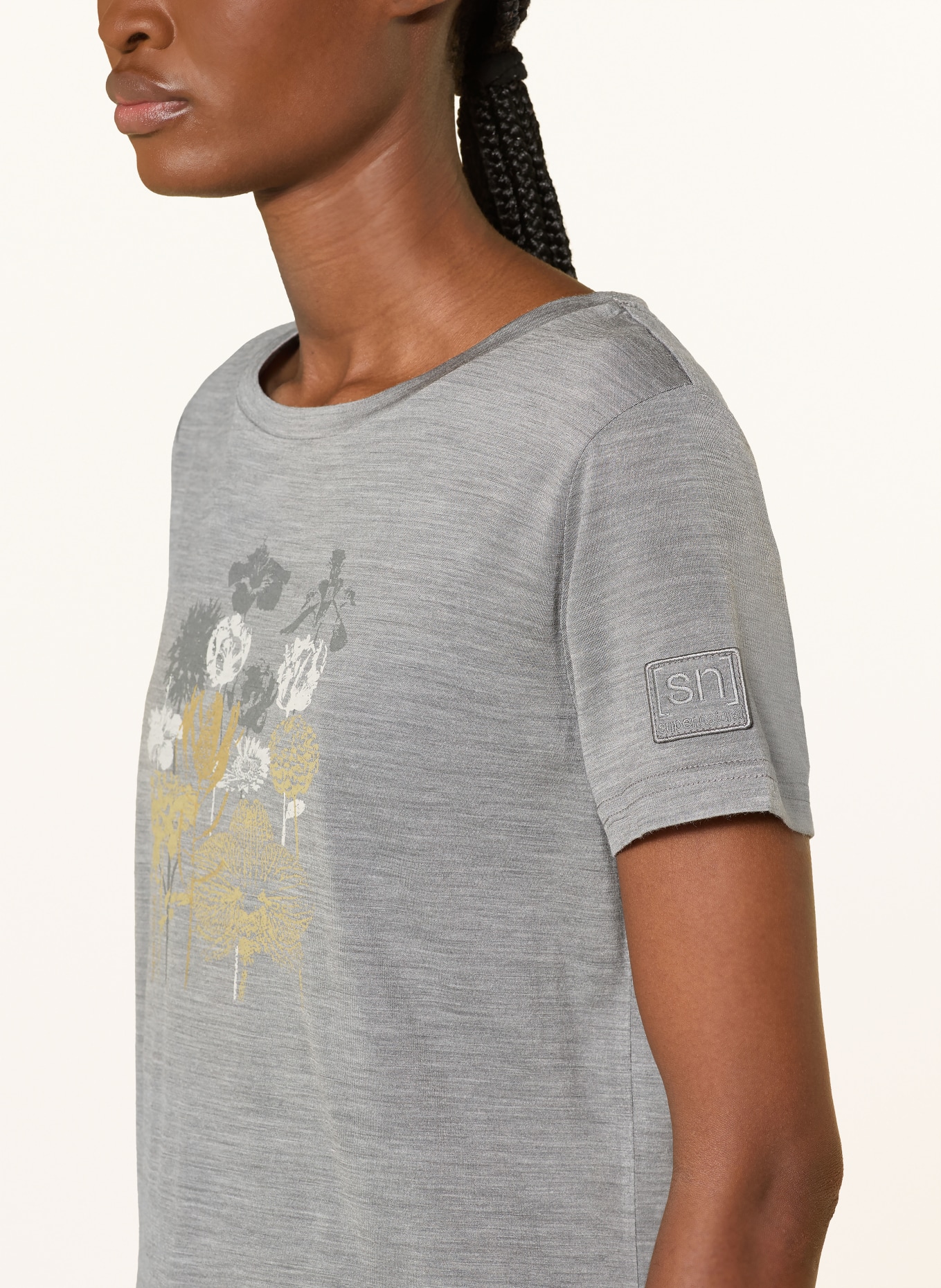 super.natural Funktionsshirt ORCHID mit Merinowolle: GRAU / BEIGE / WEISS