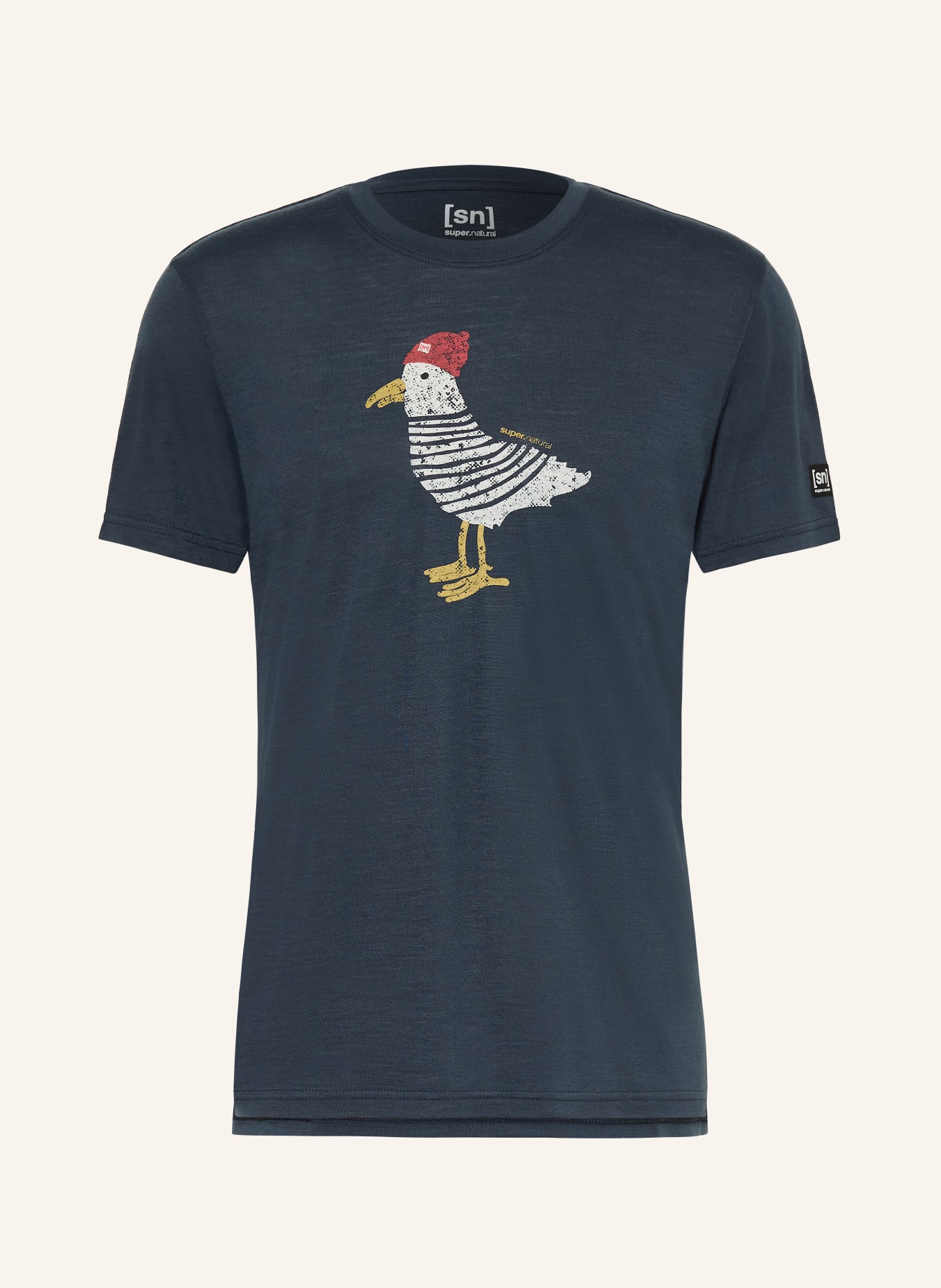 super.natural Funktionsshirt JOHNNY mit Merinowolle: DUNKELBLAU / ROT / WEISS