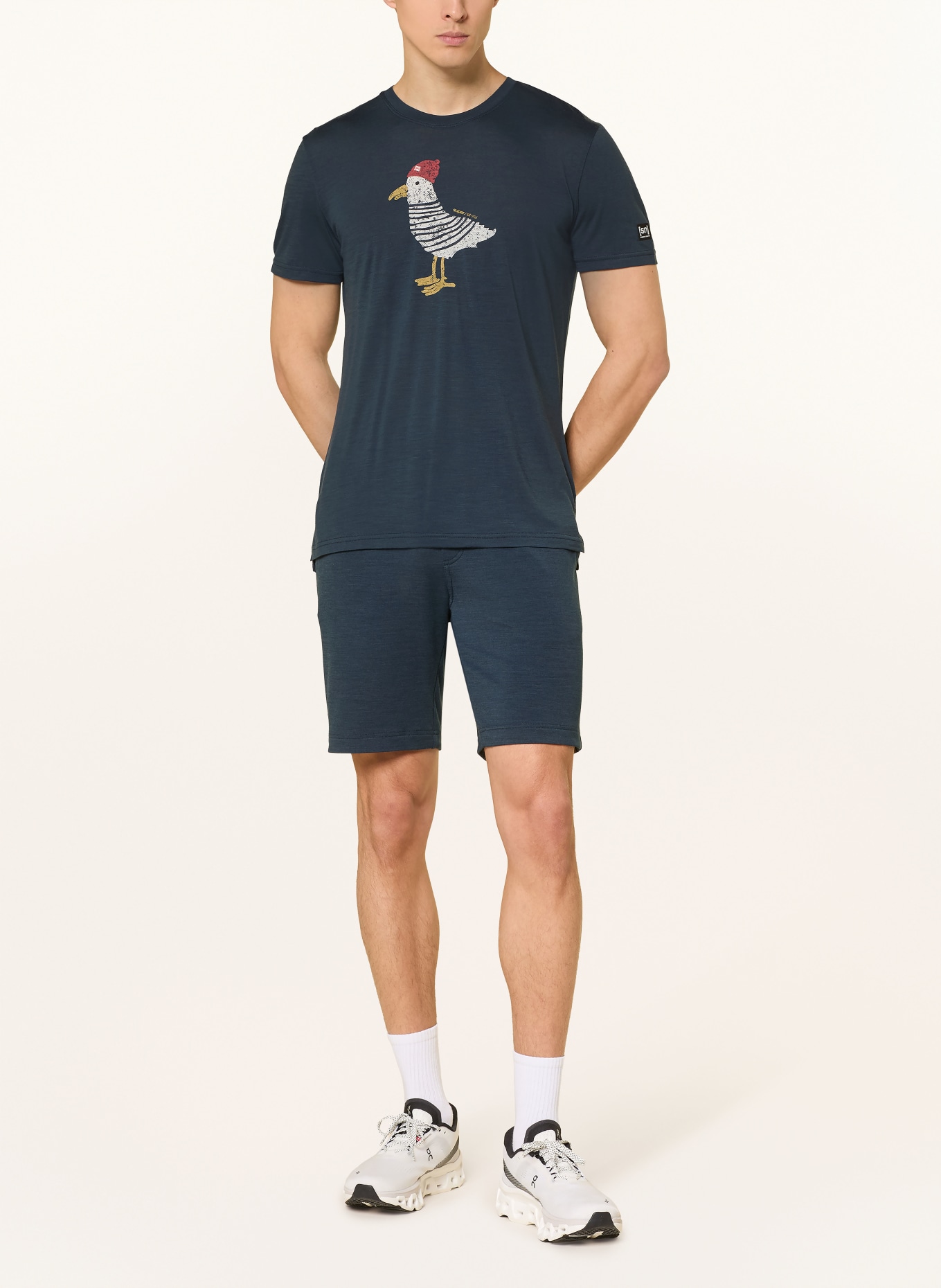 super.natural Funktionsshirt JOHNNY mit Merinowolle: DUNKELBLAU / ROT / WEISS